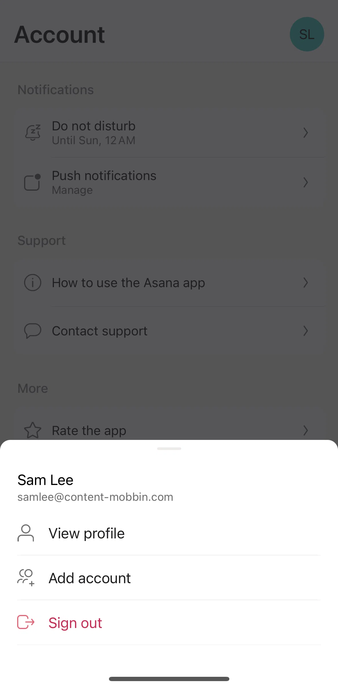 Asana Screen 1 screen in the Logging out flow