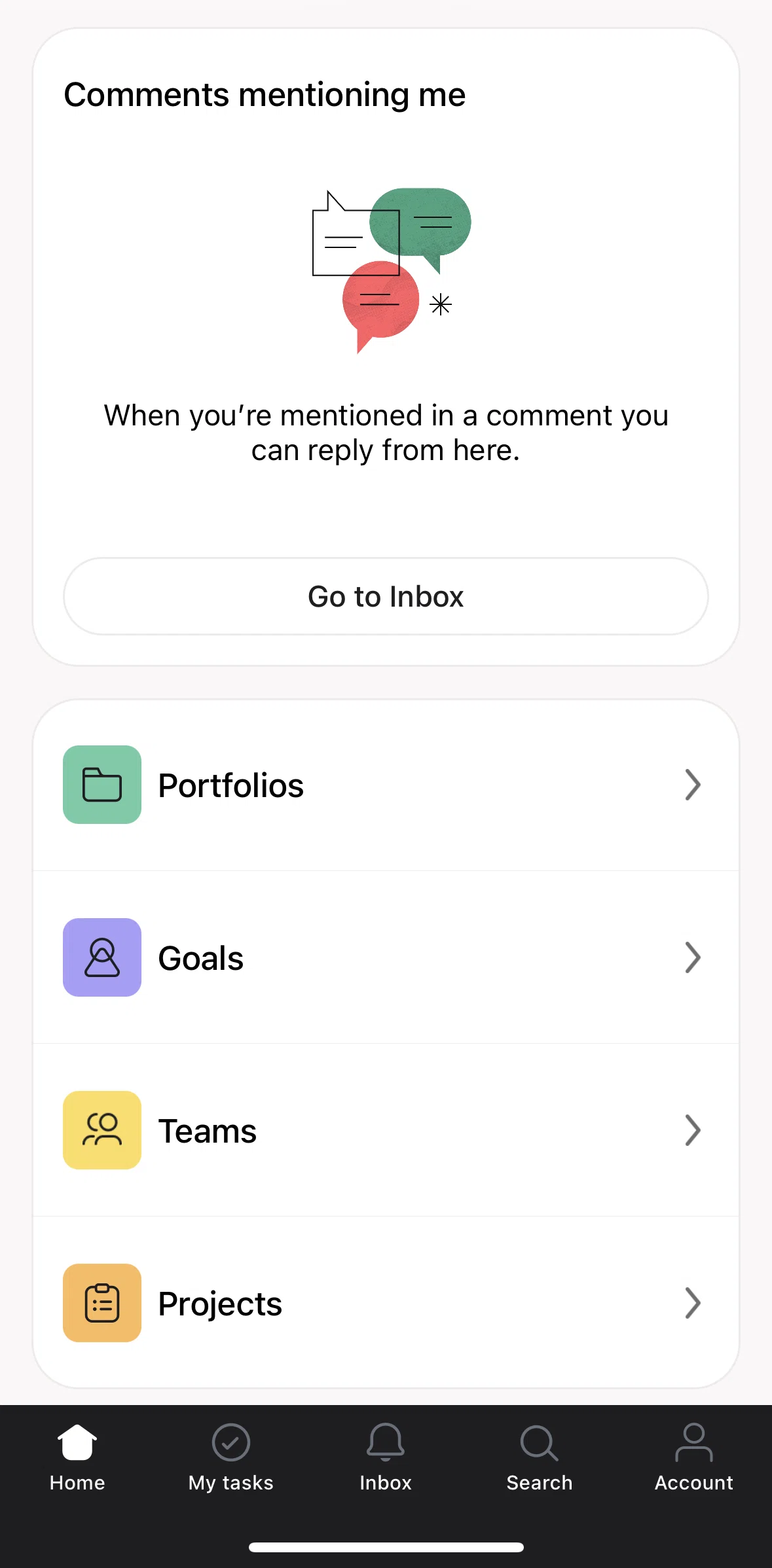Asana Screen 1 screen in the Teams flow