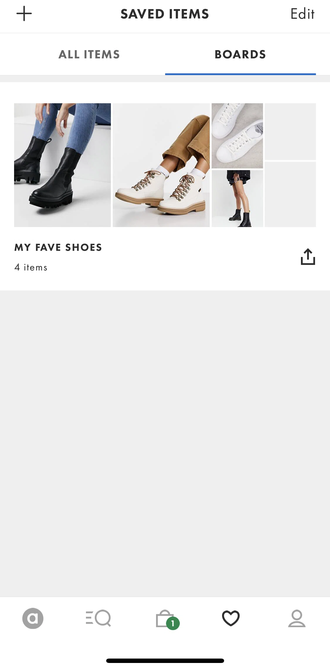 Asos Screen screen in the Editing board flow