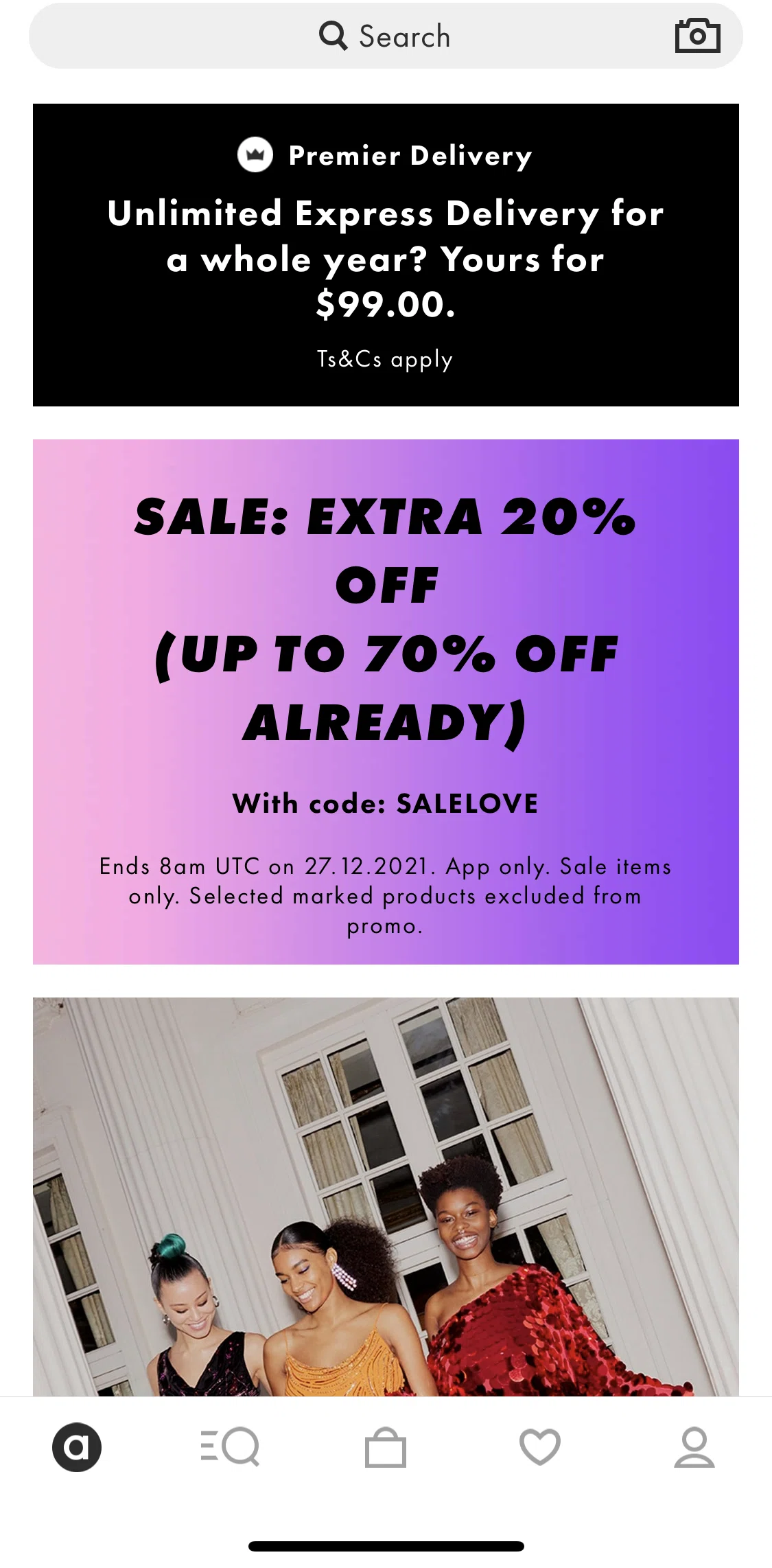 Asos Screen screen in the Premier delivery flow