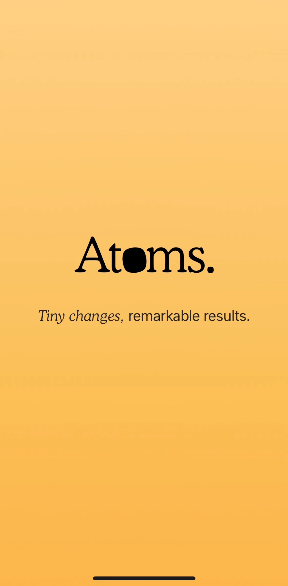 Atoms Screen screen in the Onboarding flow