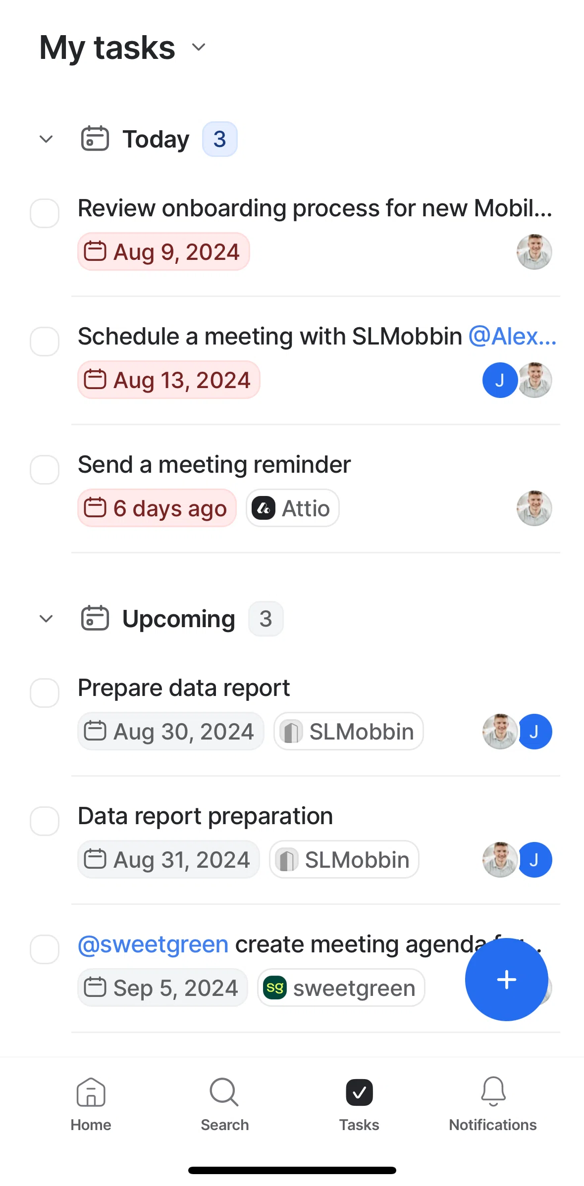 Attio Screen screen in the Completing a task flow