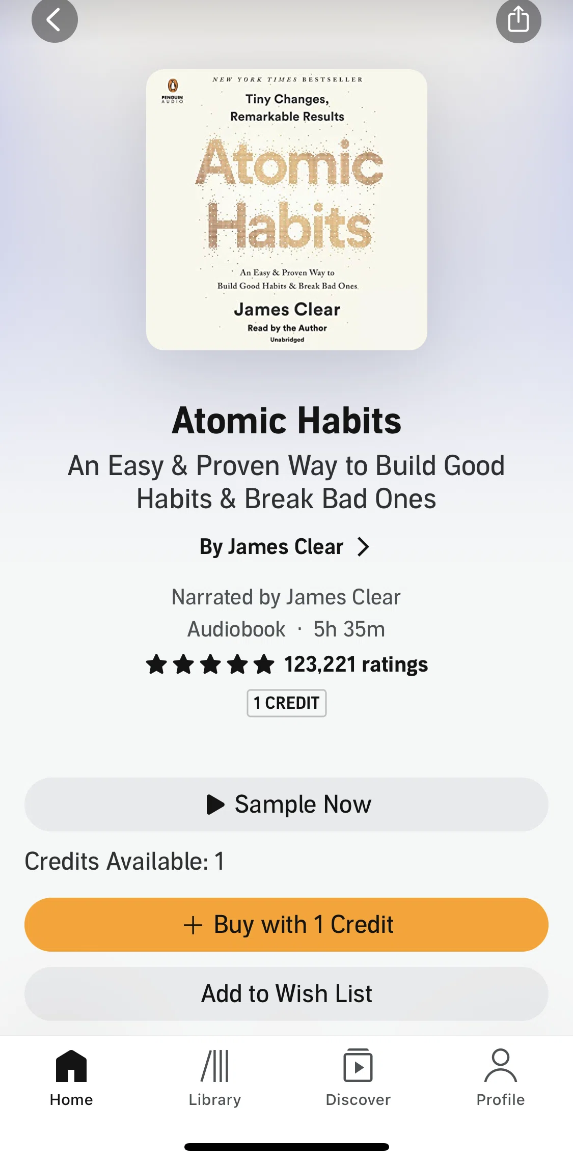 Audible Screen screen in the Author detail flow