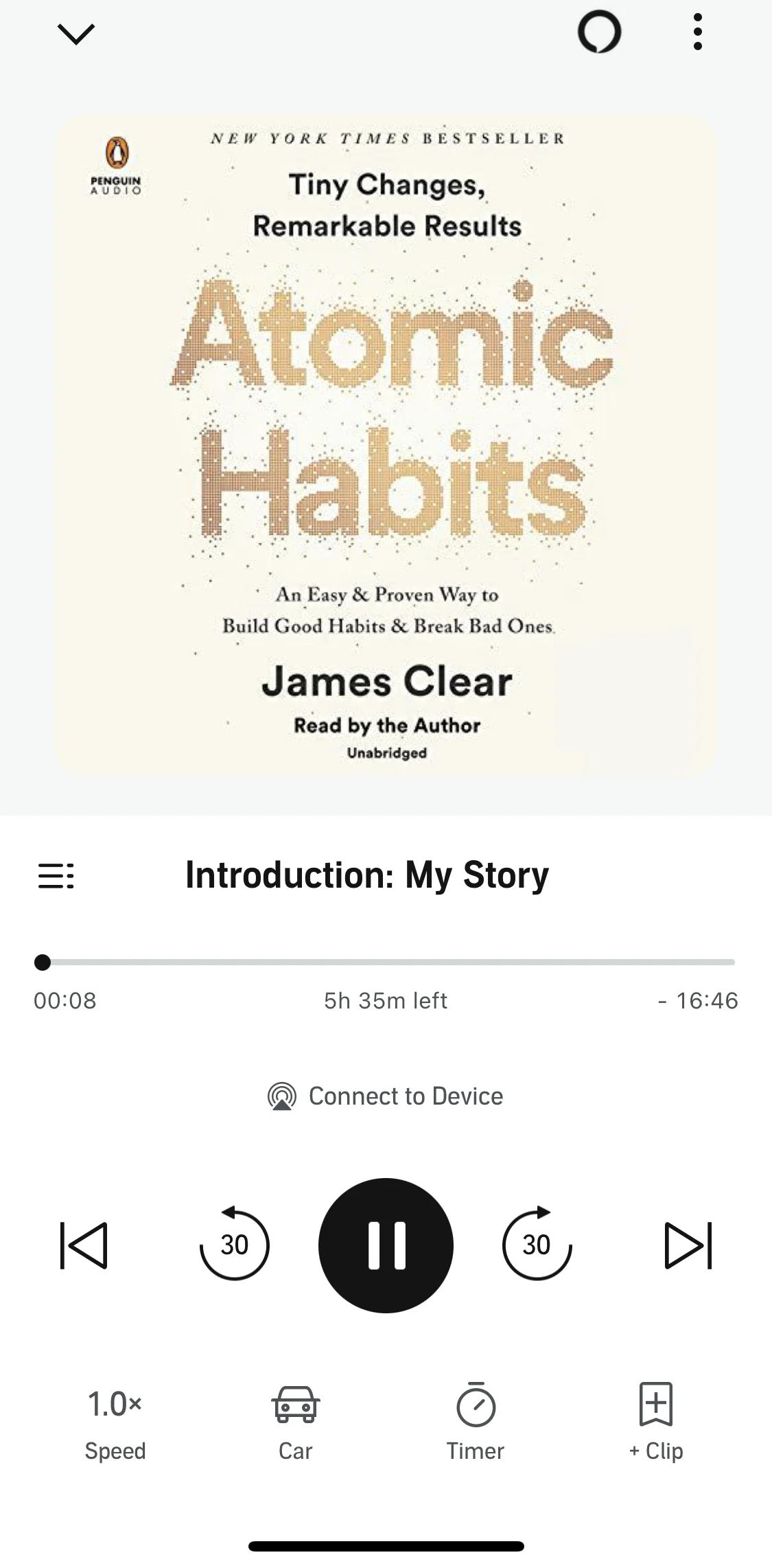 Audible Screen screen in the Connecting to a device flow
