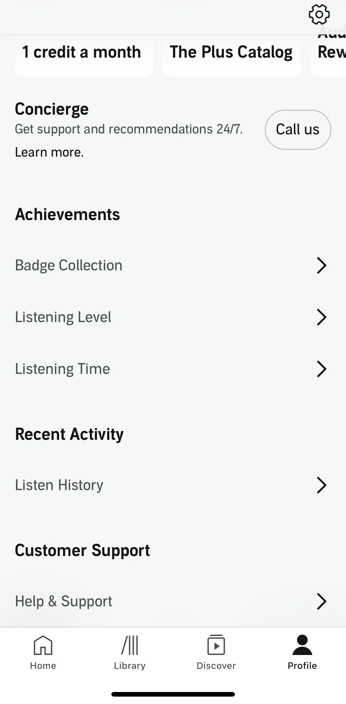 Audible Screen screen in the Listening level flow