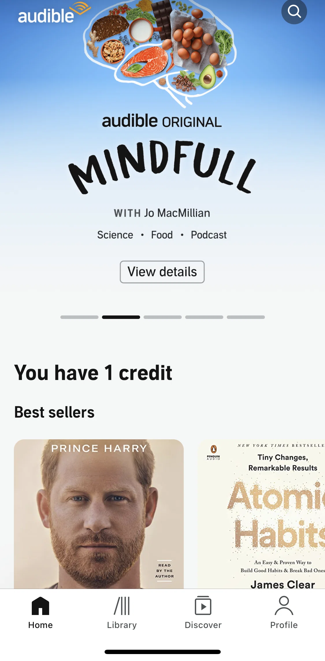 Audible Screen screen in the Podcast title detail flow