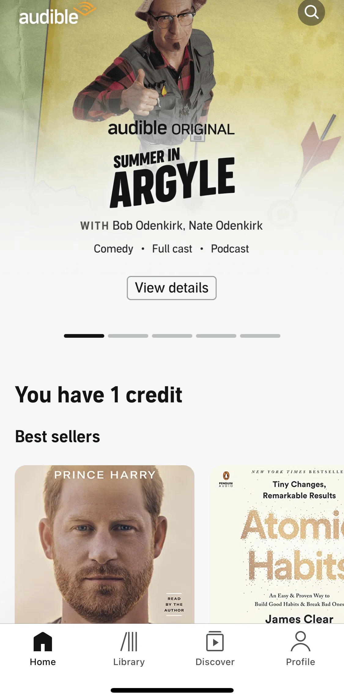 Audible Screen screen in the Searching Audible flow
