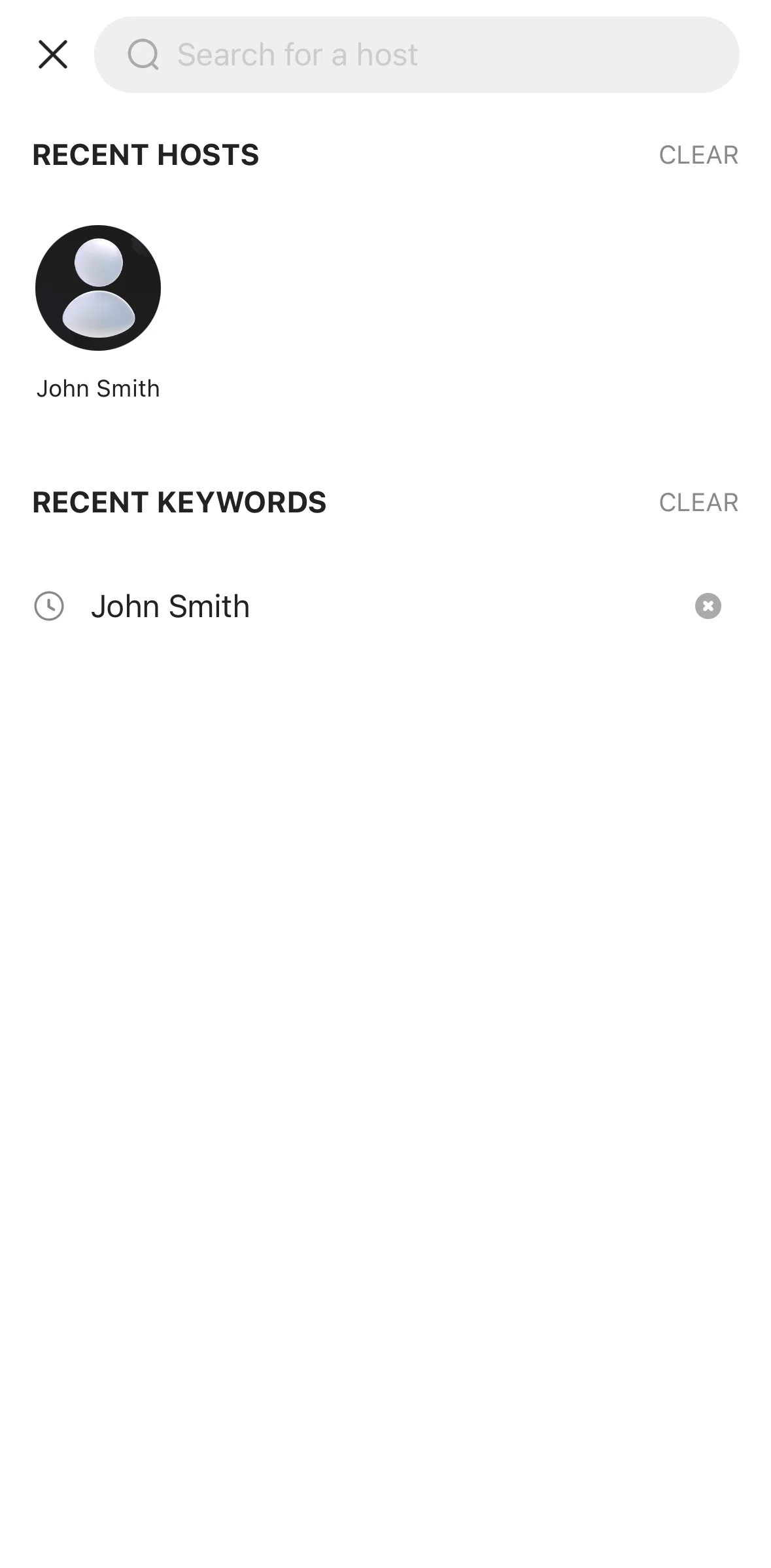 Azar Screen screen in the Deleting search history flow