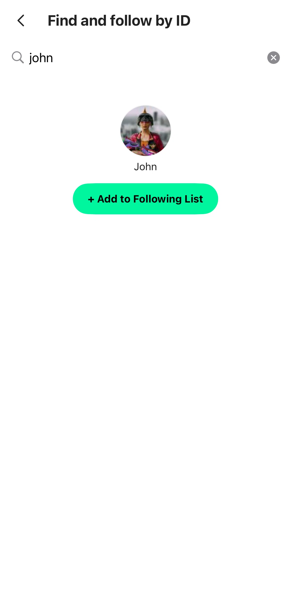 Azar Screen screen in the Following a user (Azar ID) flow
