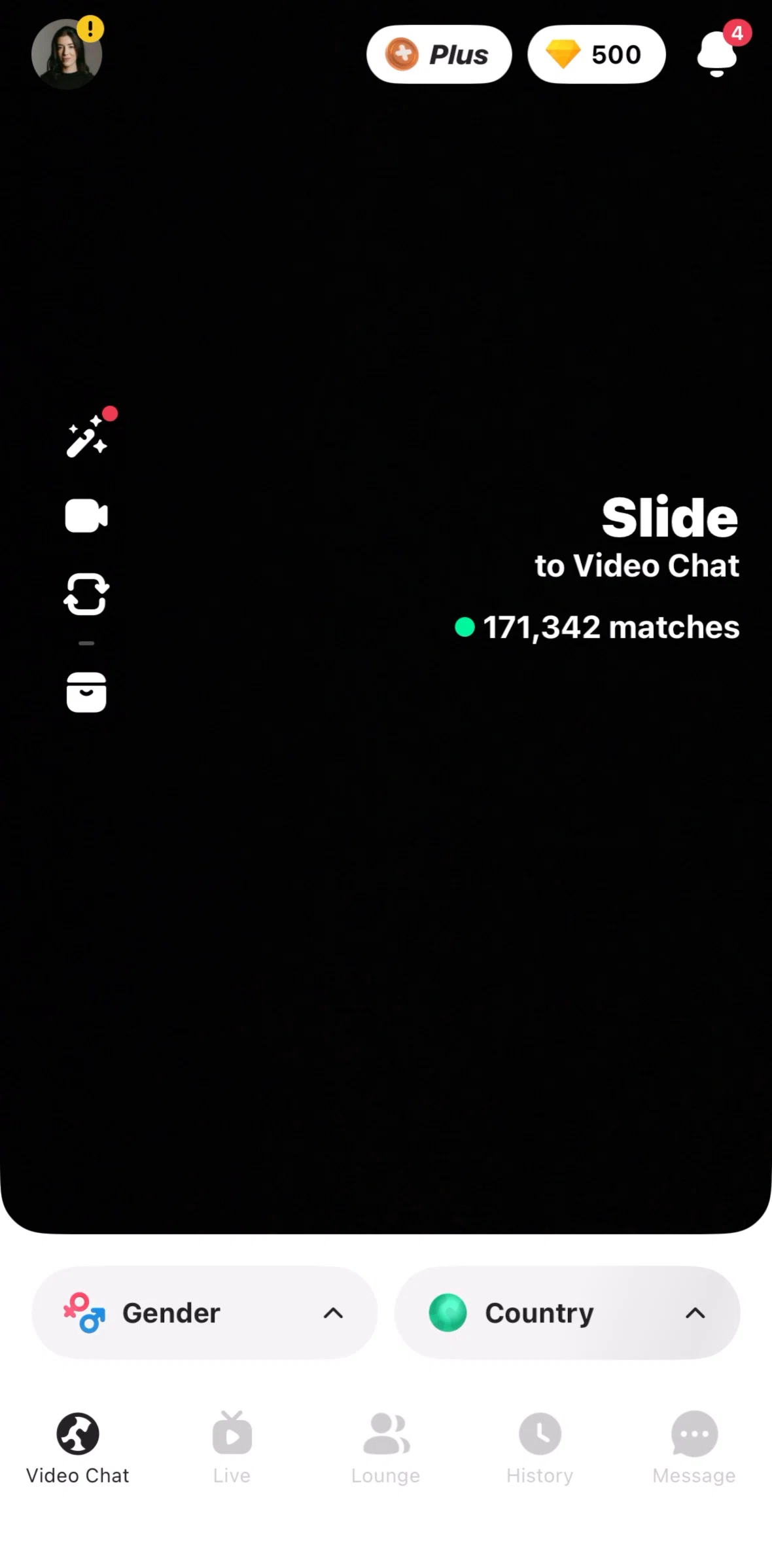 Azar Screen screen in the Live flow