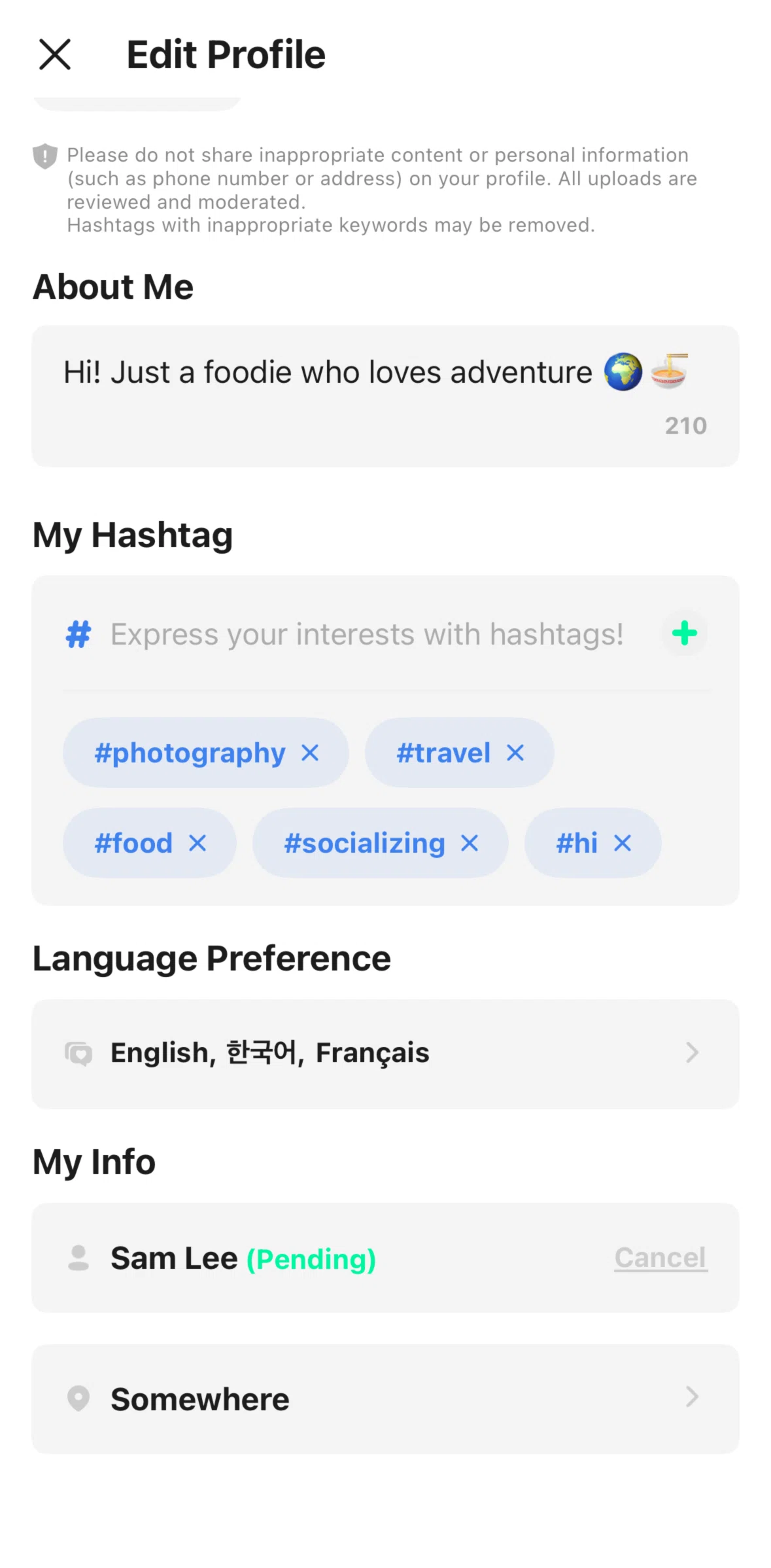 Azar Screen screen in the Update a location flow