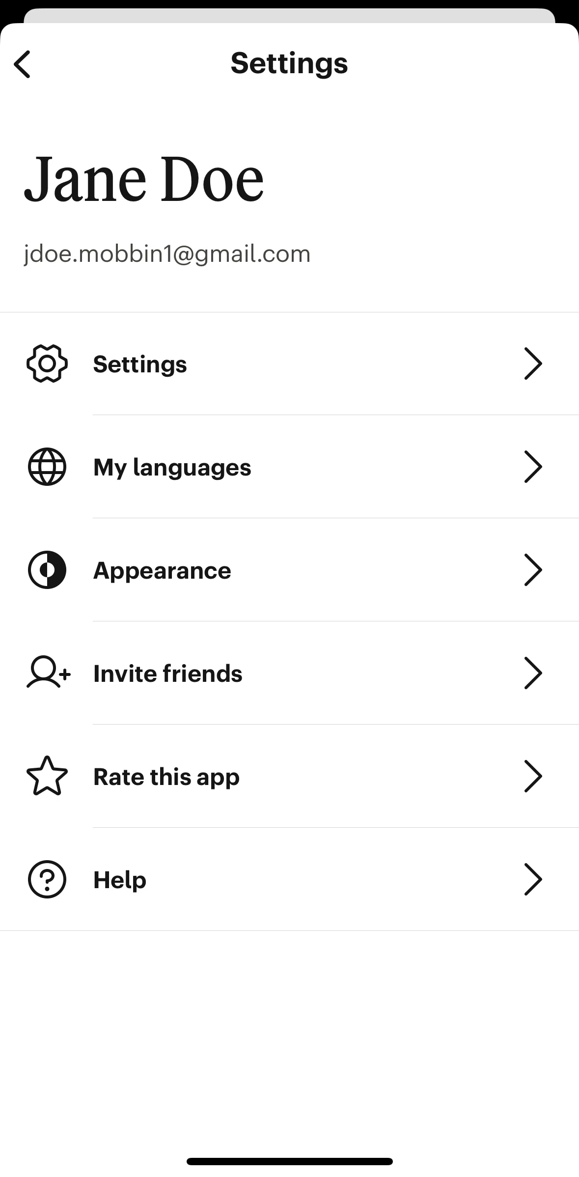 Babbel Screen screen in the Help center flow