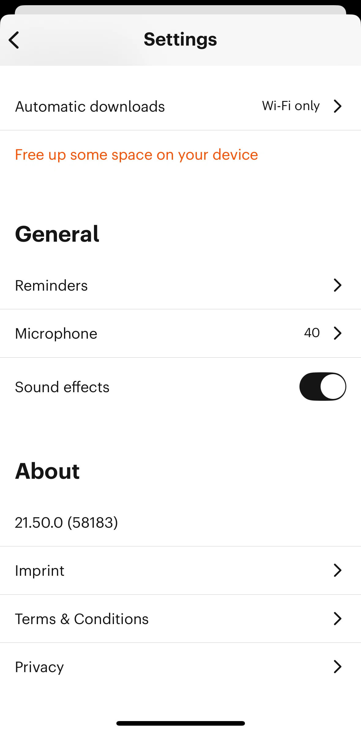 Babbel Screen screen in the Microphone flow