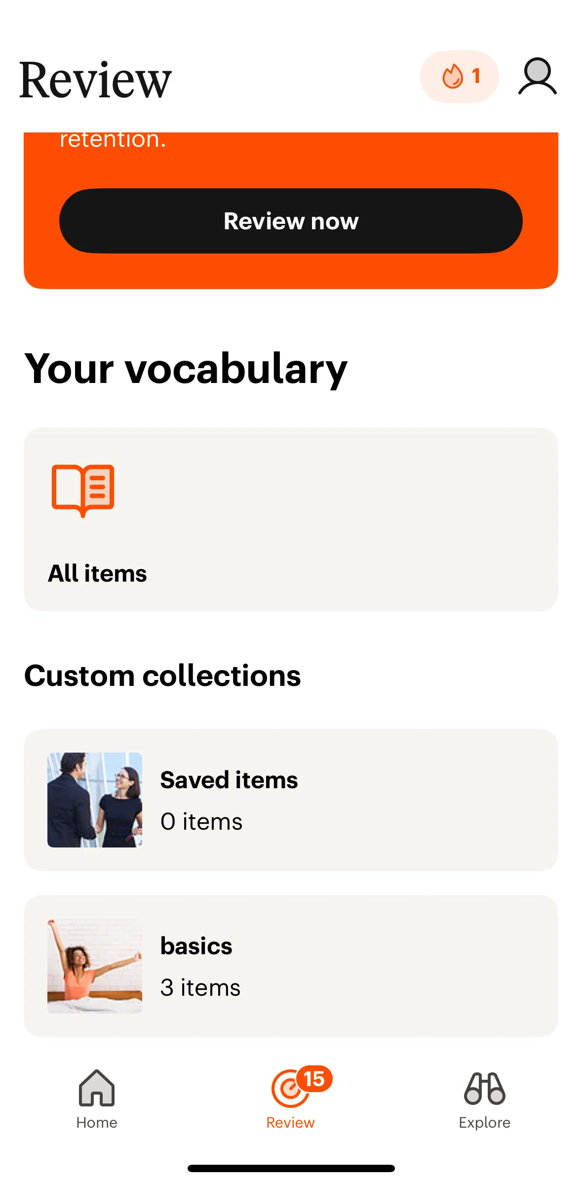 Babbel Screen screen in the Playing vocabulary audio flow