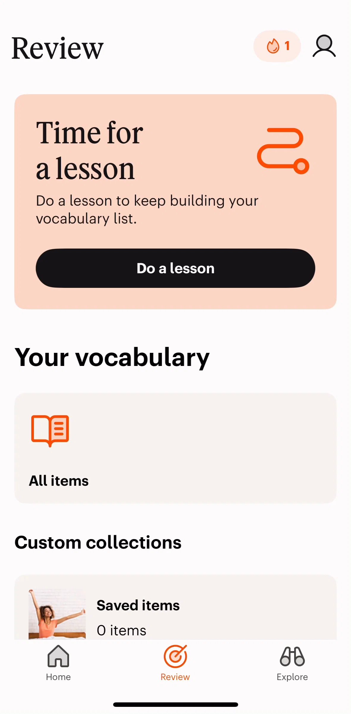 Babbel Screen screen in the Saving vocabulary flow