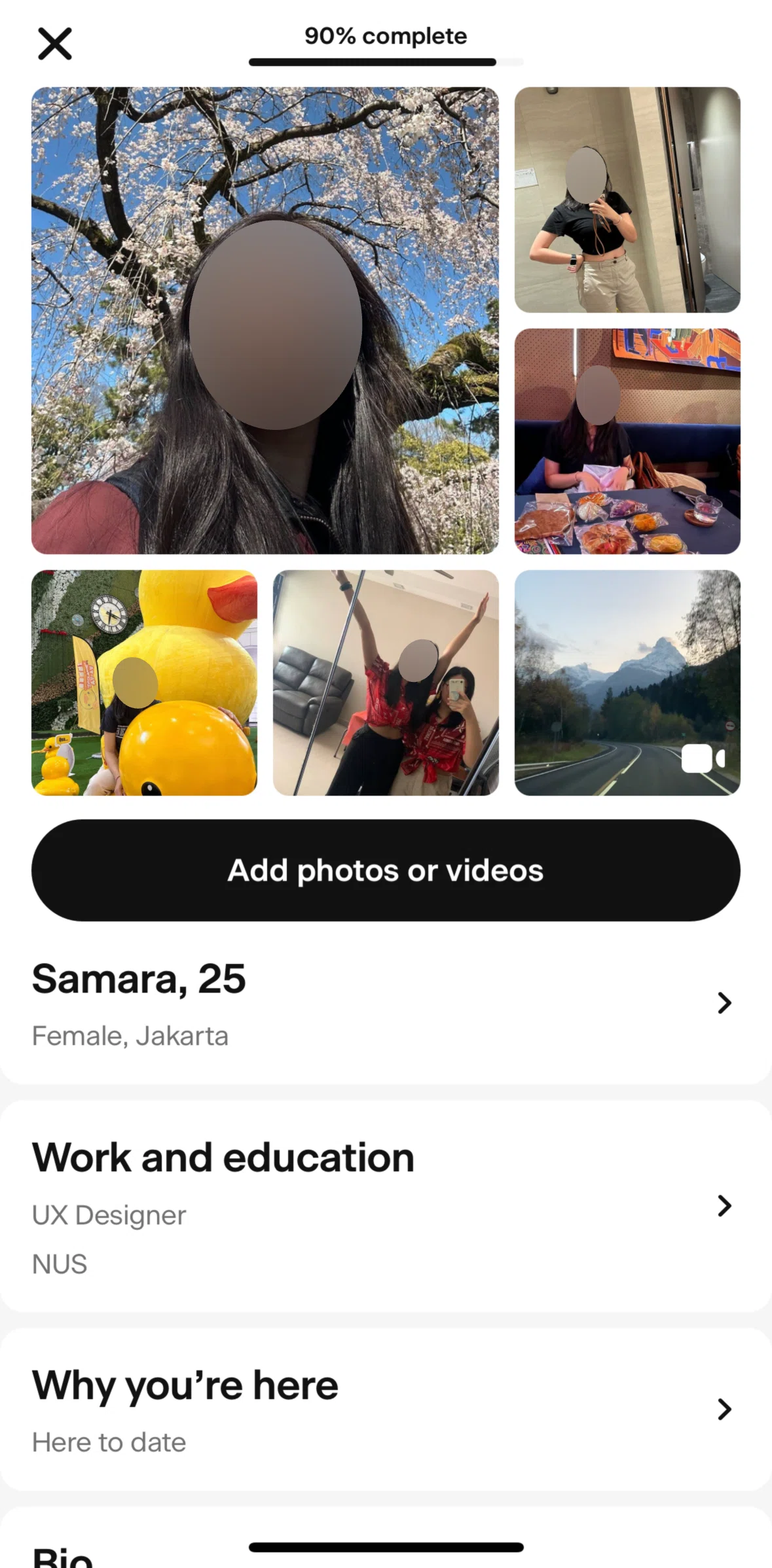 Badoo Screen screen in the Editing basic info flow