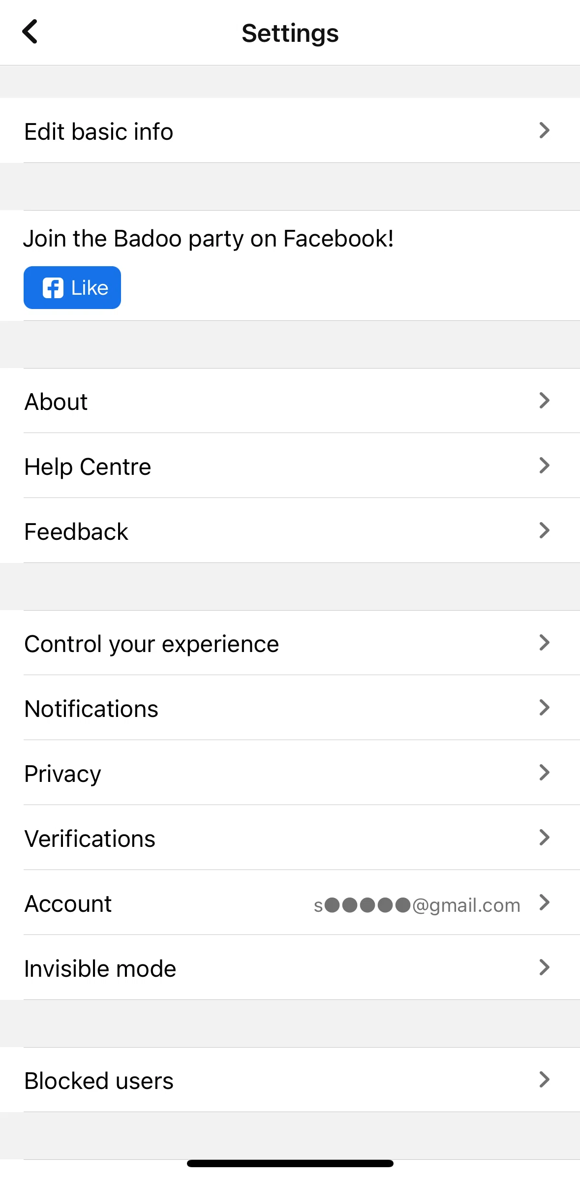 Badoo Screen screen in the Logging out flow