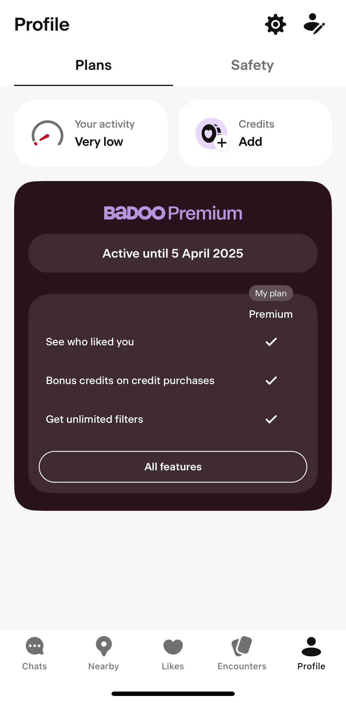 Badoo Screen screen in the Safety flow