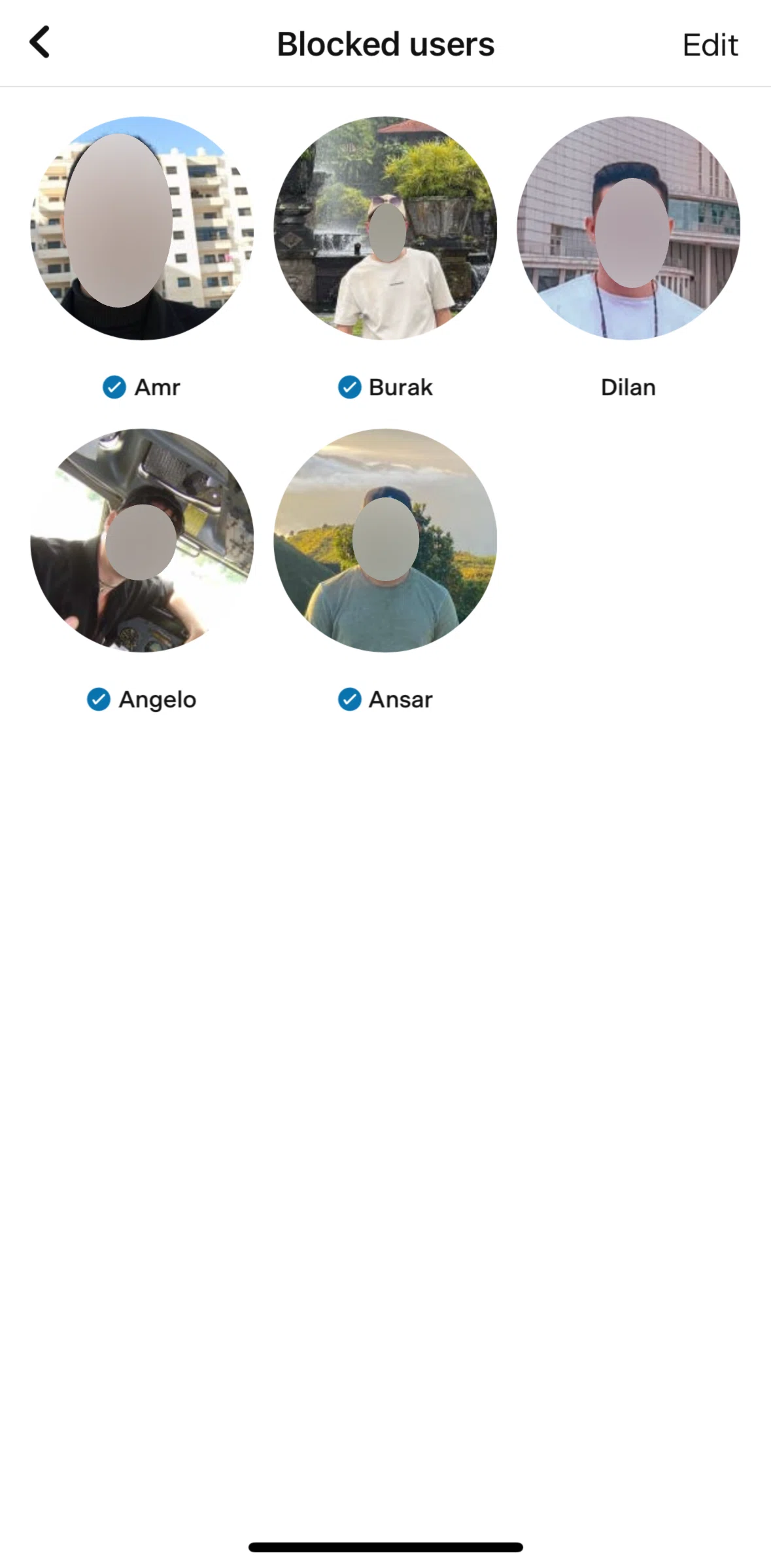 Badoo Screen screen in the Unblocking users flow