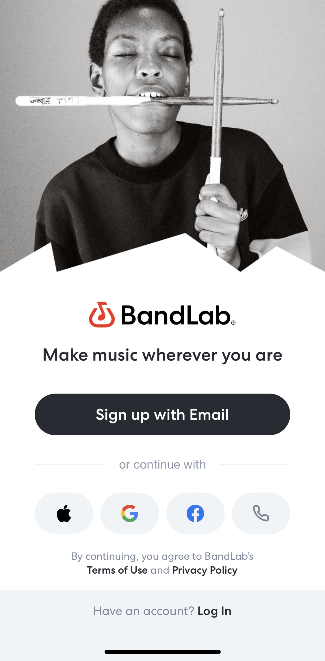 Bandlab Screen screen in the General Browsing flow