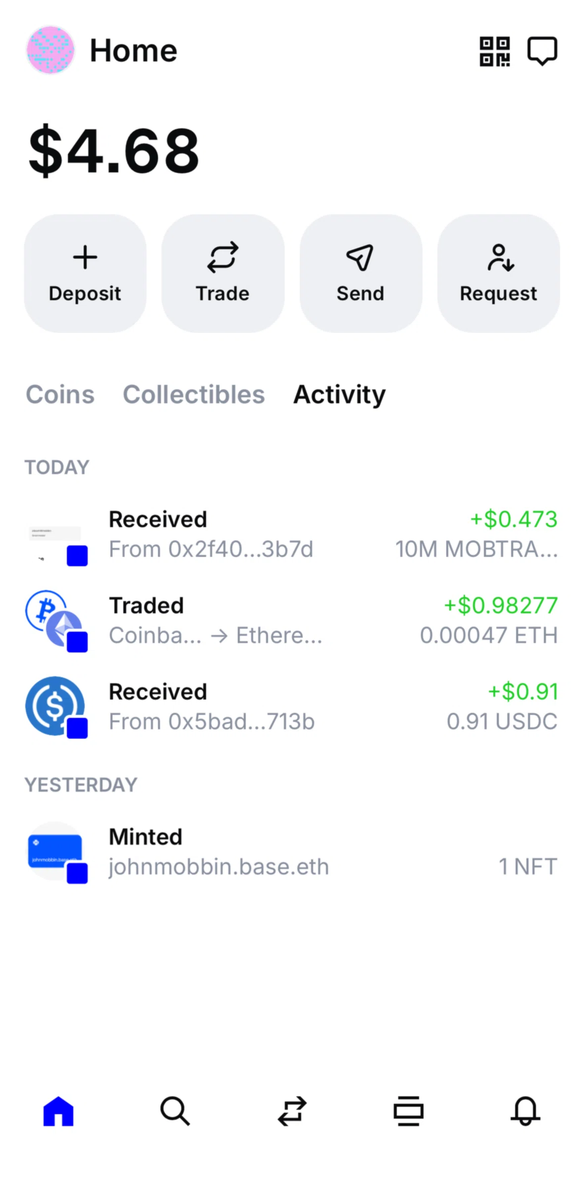 Base Screen screen in the Activity detail (traded) flow