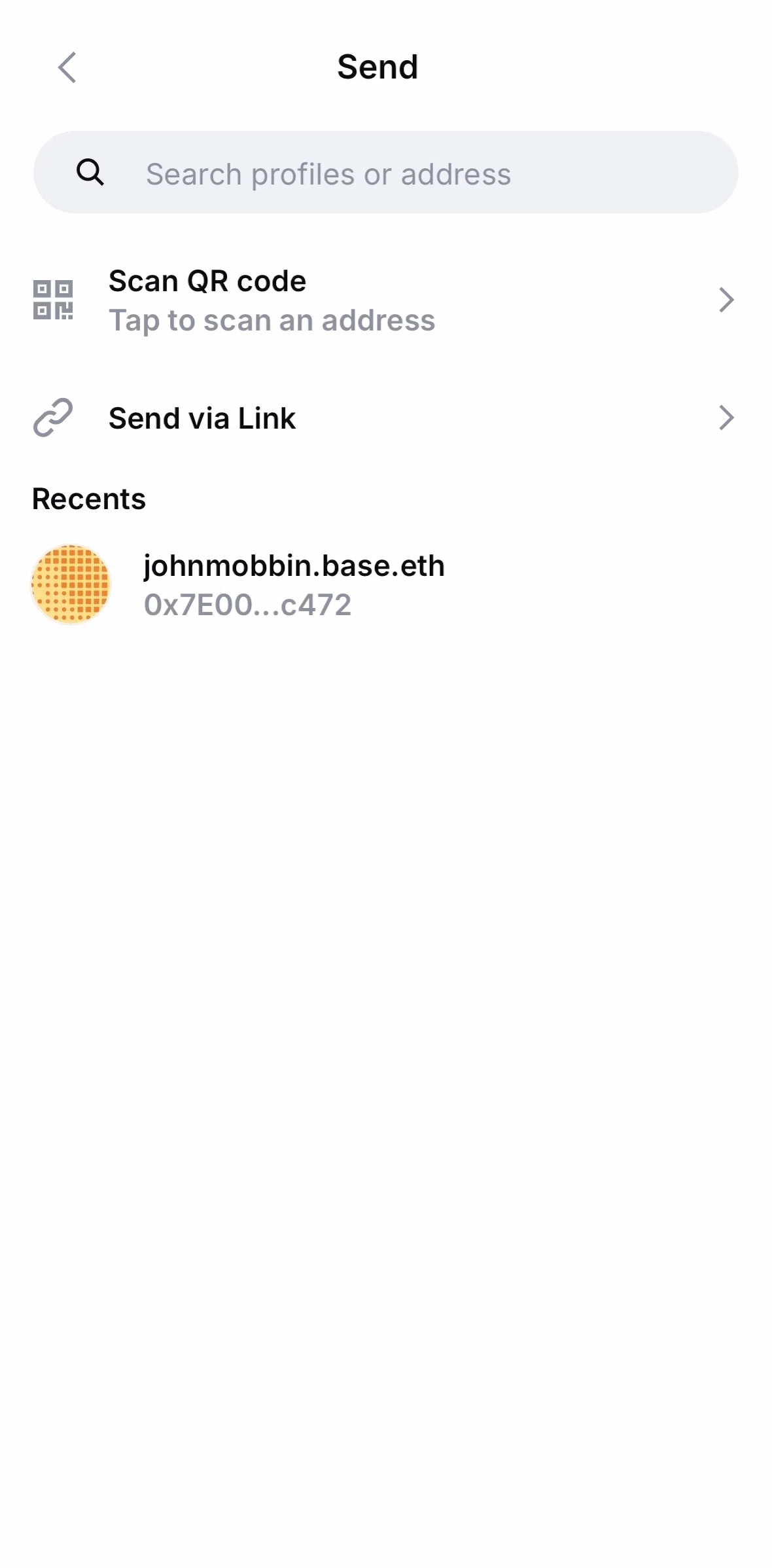 Base Screen screen in the Creating a link flow