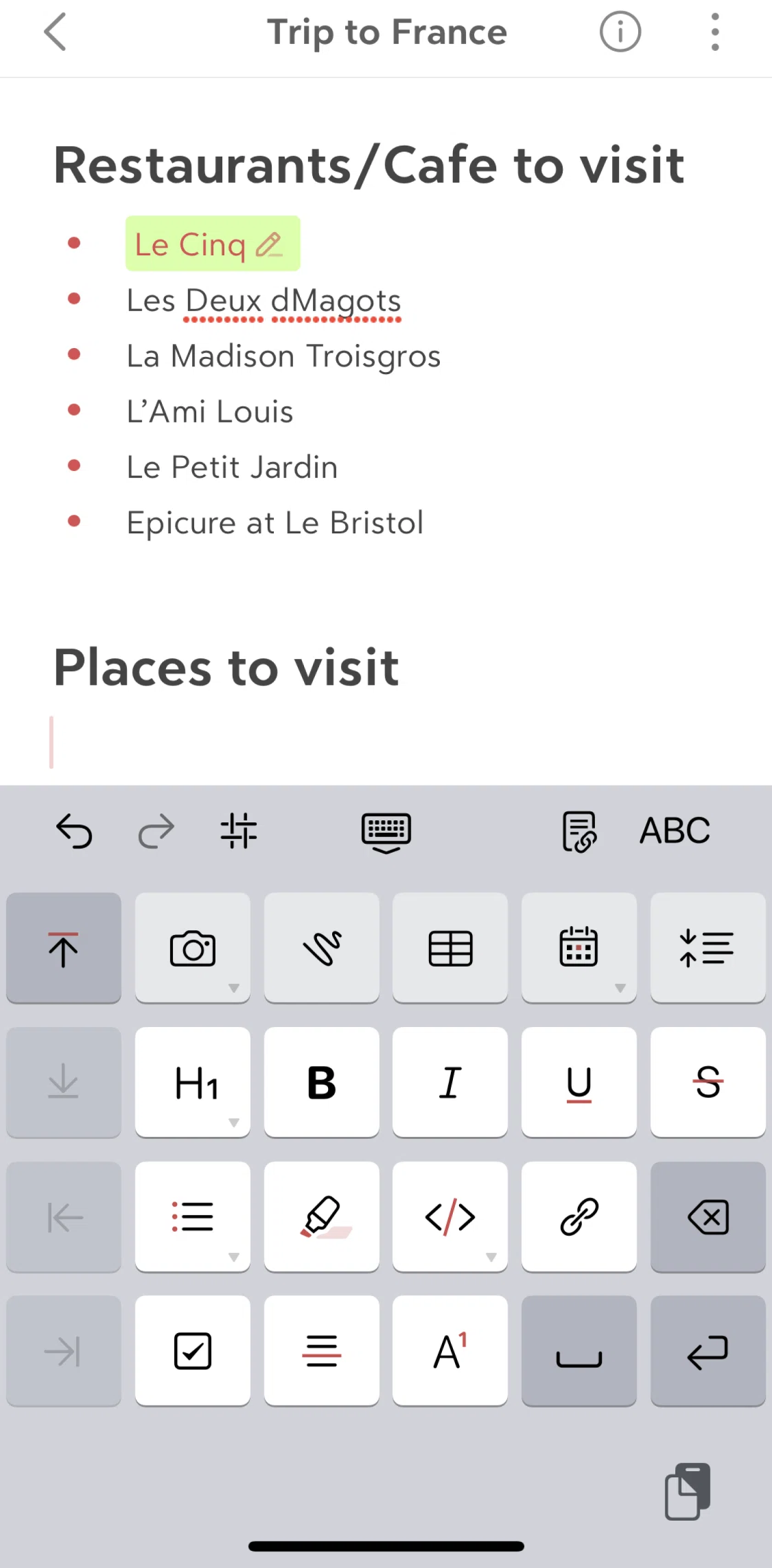Bear Screen screen in the Adding a checklist flow