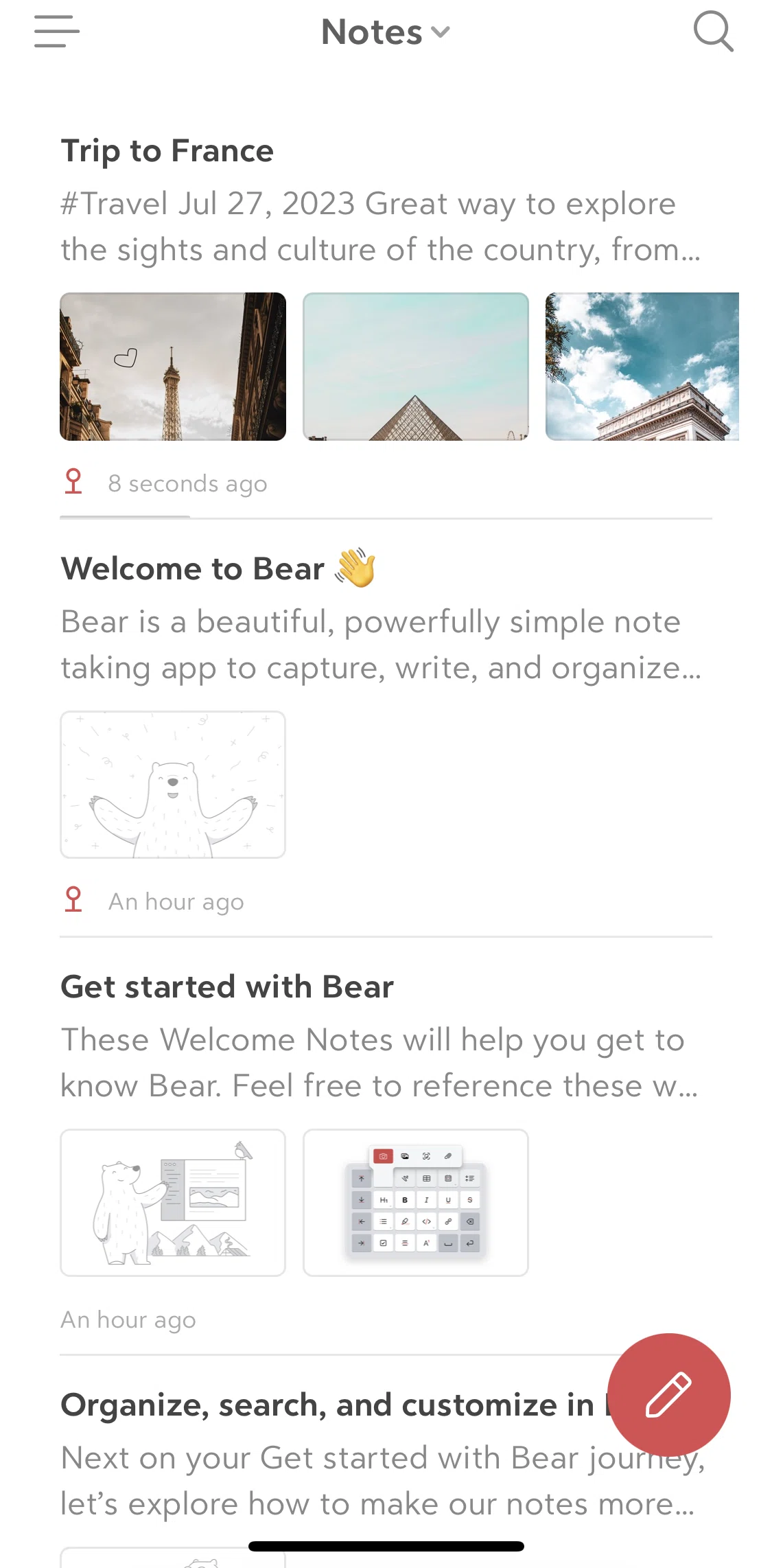 Bear Screen screen in the Navigation sidebar flow