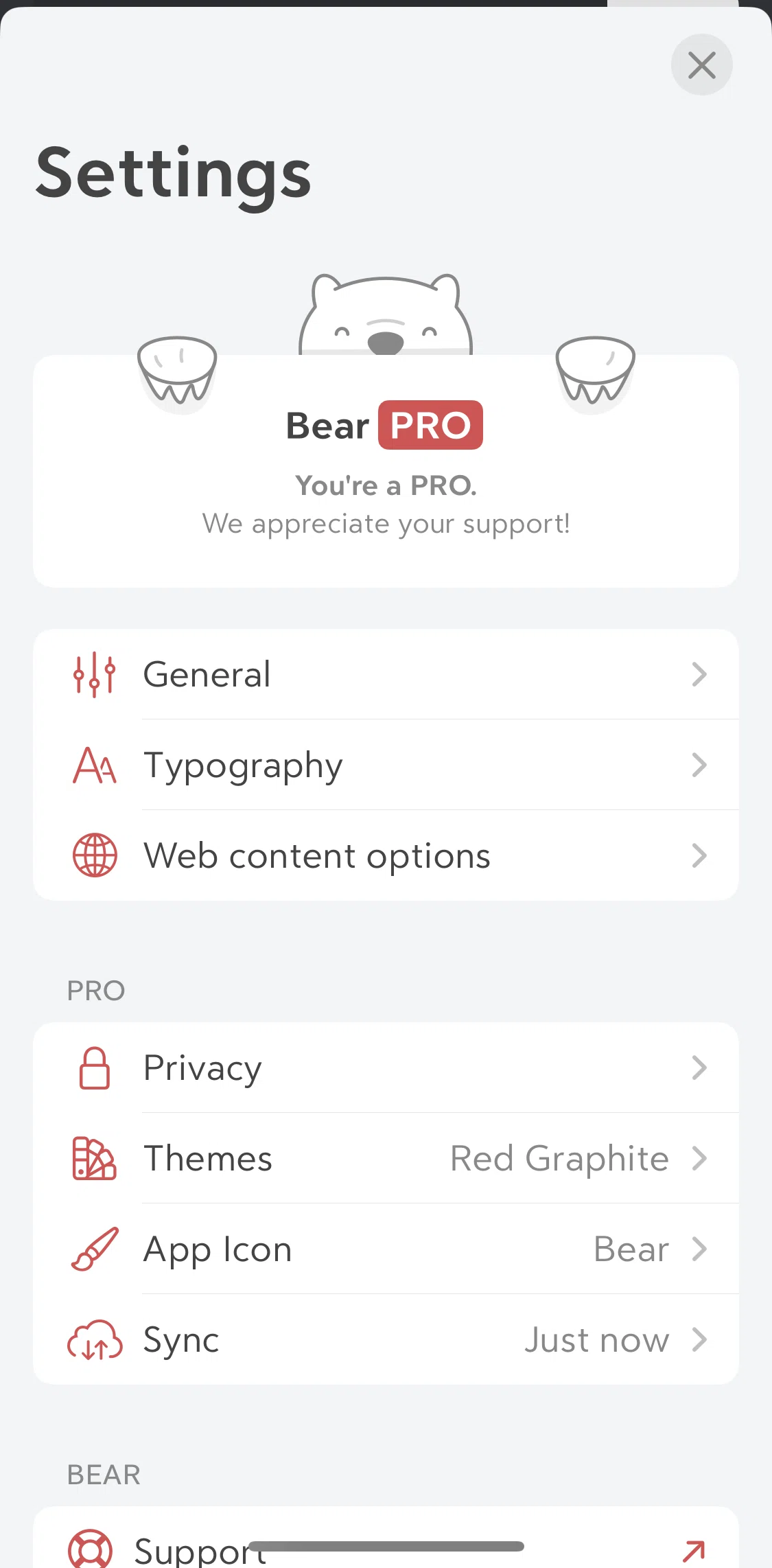 Bear Screen screen in the Subscription detail flow