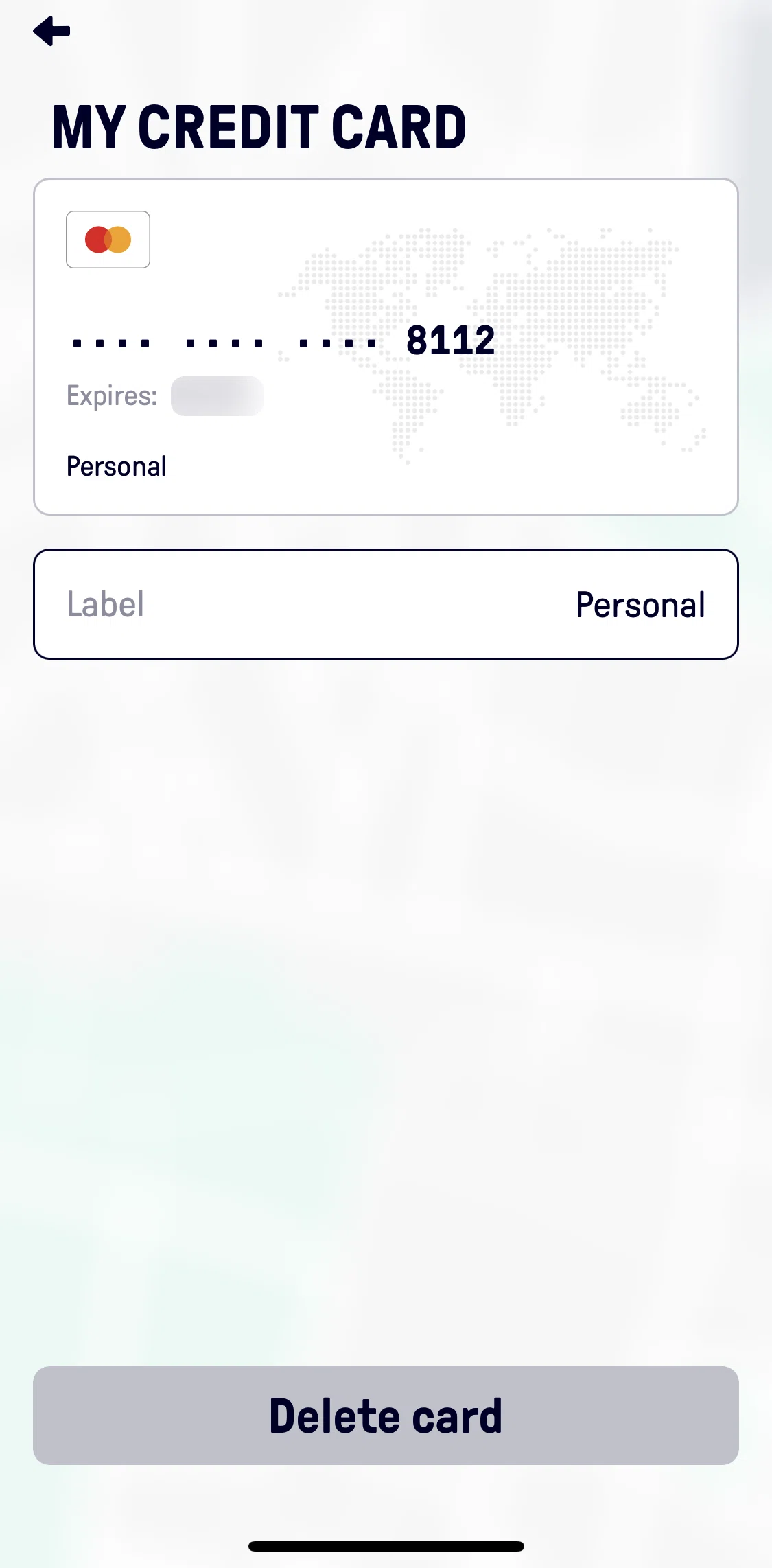 Beat Passenger Screen screen in the Editing card label flow