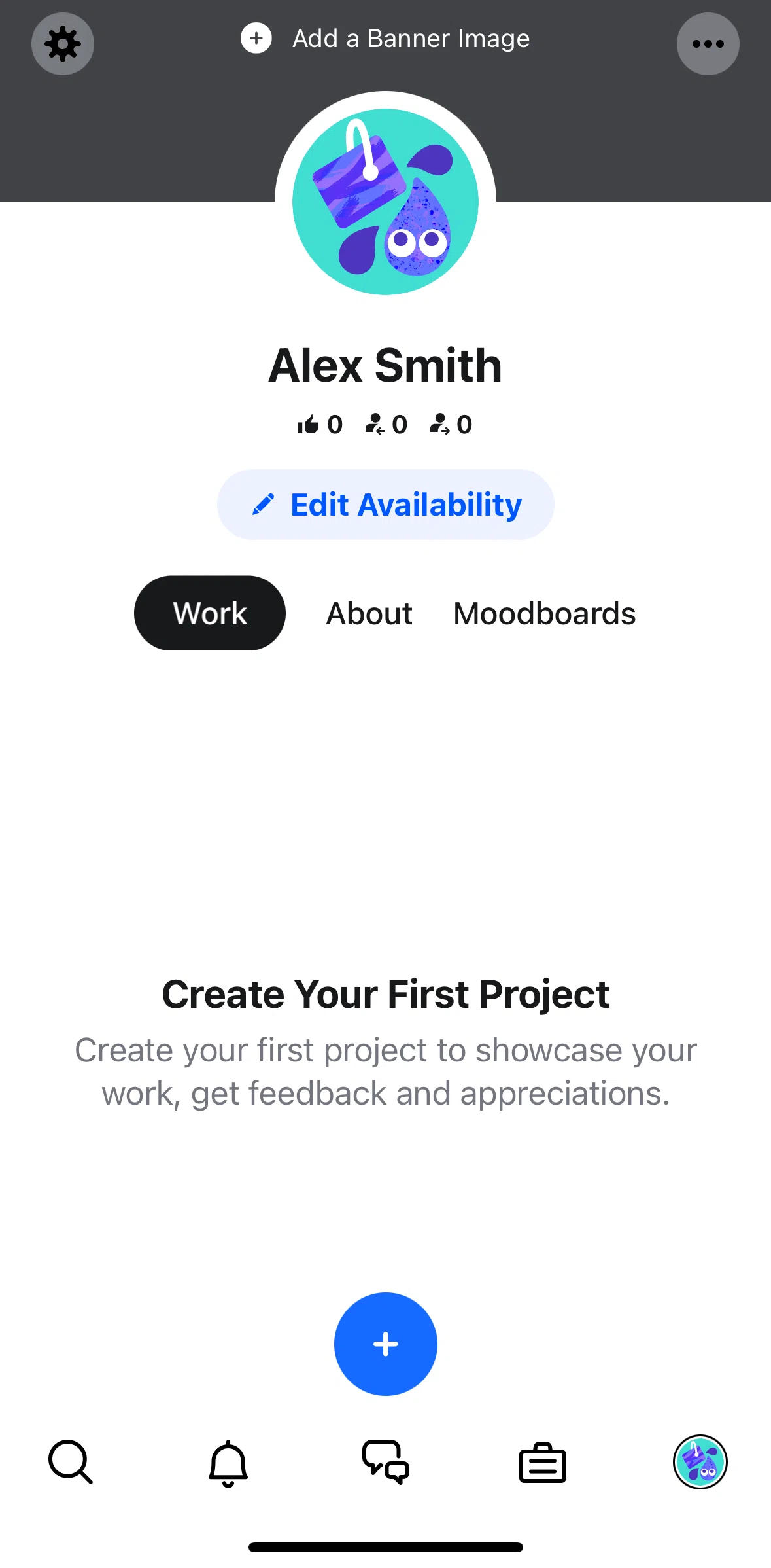 Behance Screen screen in the Adding banner image flow