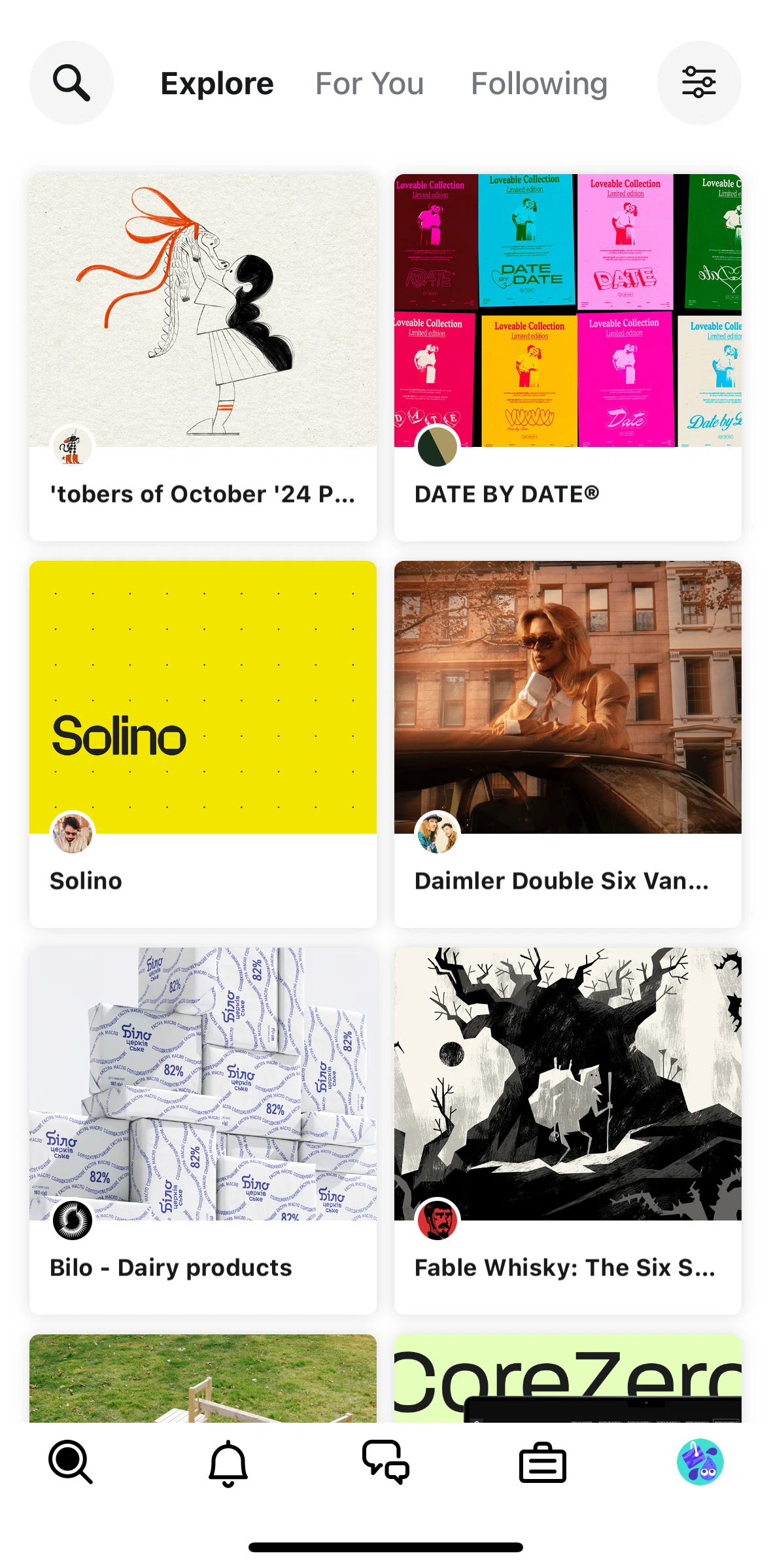 Behance Screen screen in the Profile flow