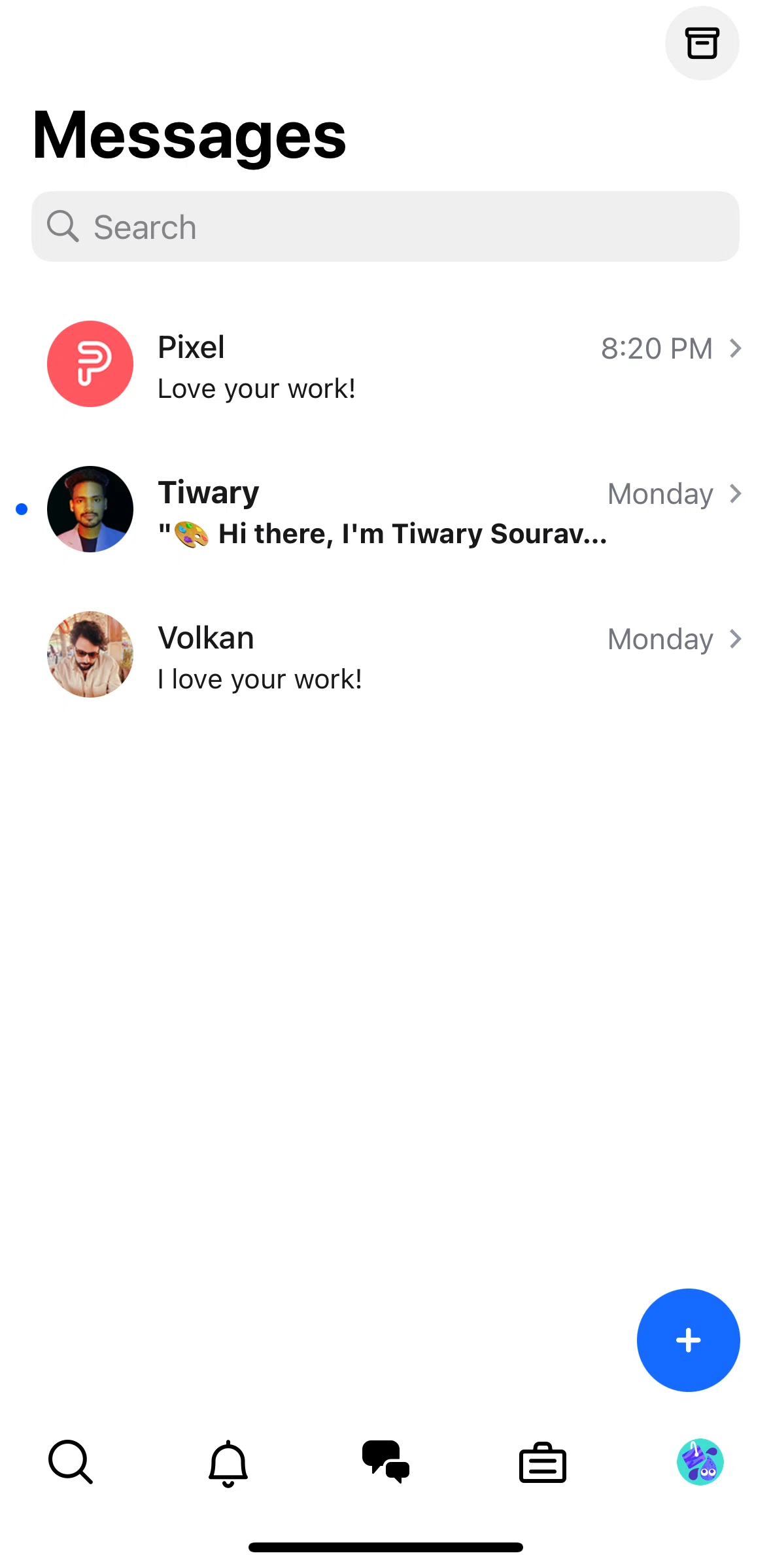 Behance Screen screen in the Thread info flow