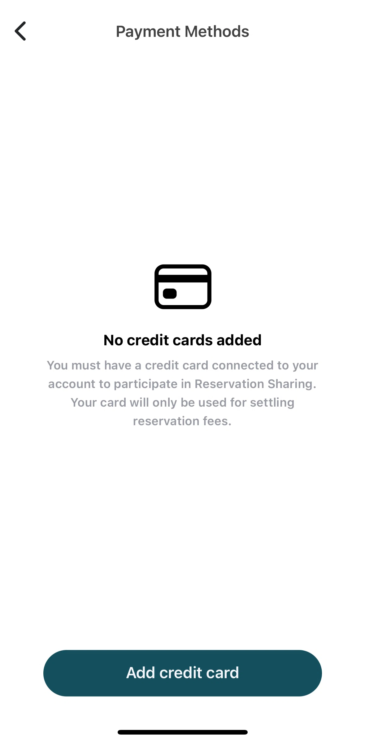 Beli Screen screen in the Add a credit card flow
