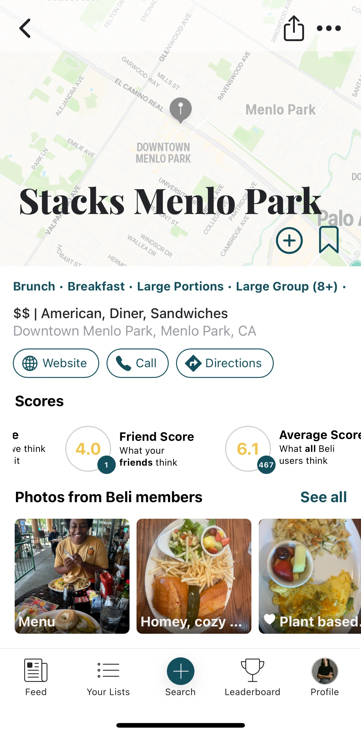 Beli Screen screen in the Adding a ranking flow