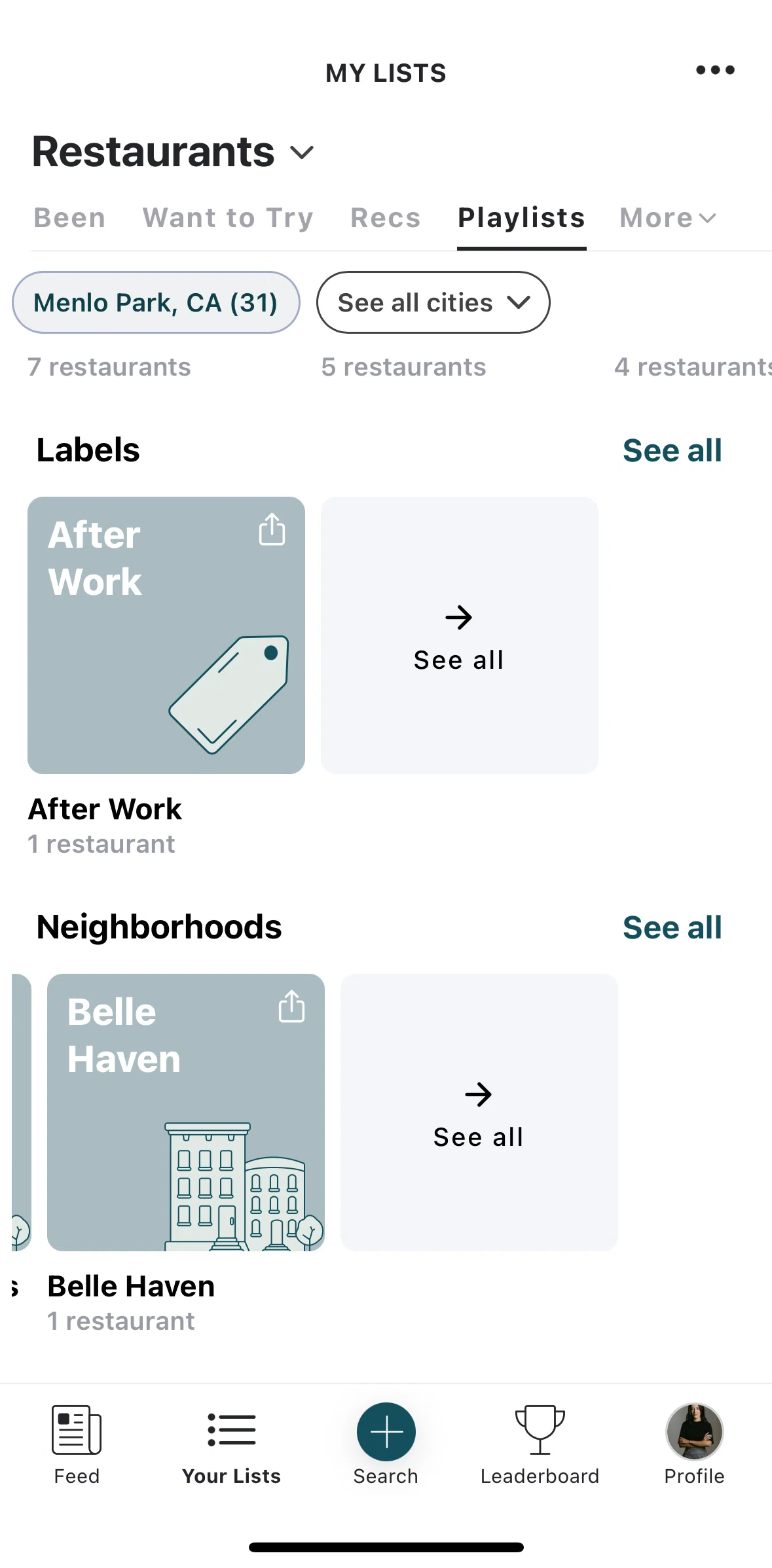 Beli Screen screen in the Adding a restaurant to list flow