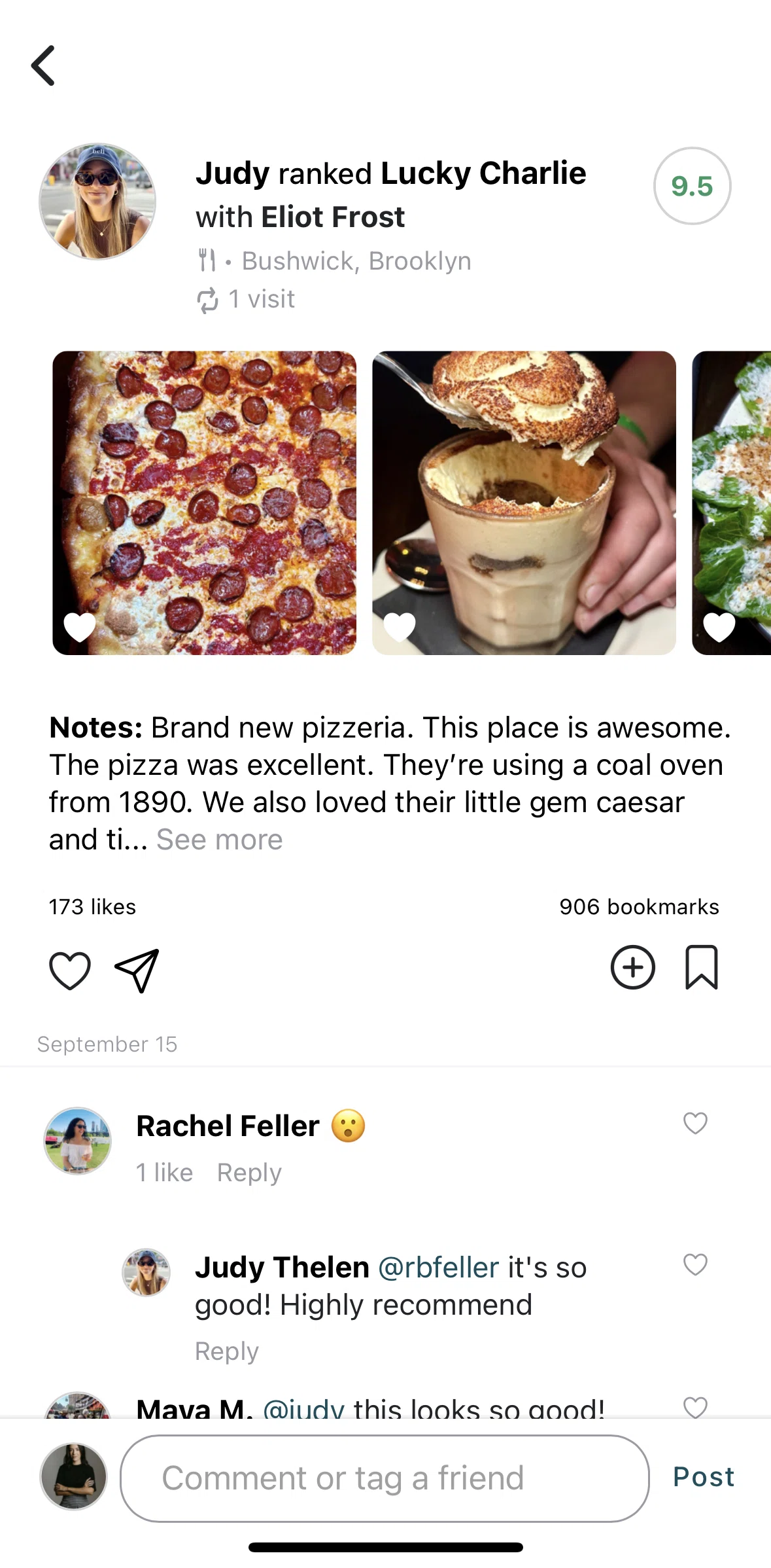 Beli Screen screen in the Commenting on a post flow