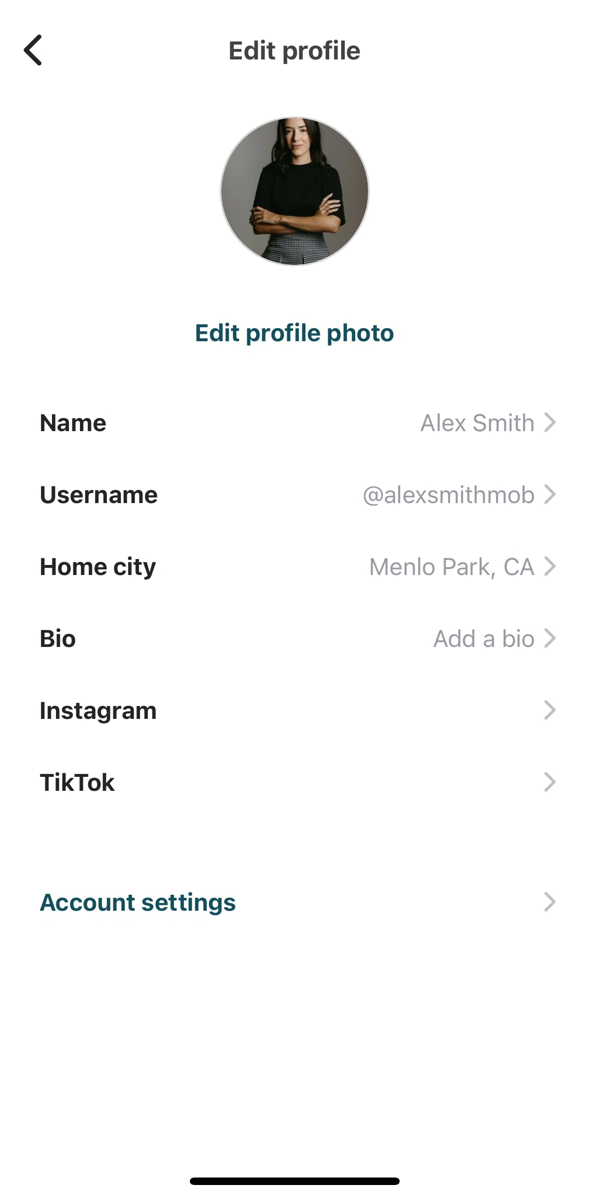 Beli Screen screen in the Editing profile picture flow