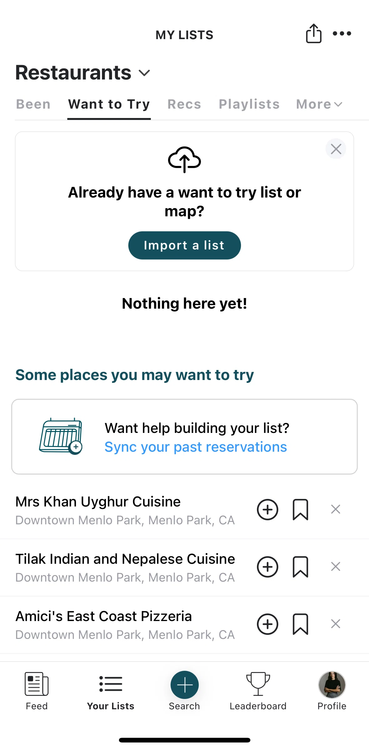 Beli Screen screen in the Importing a list flow
