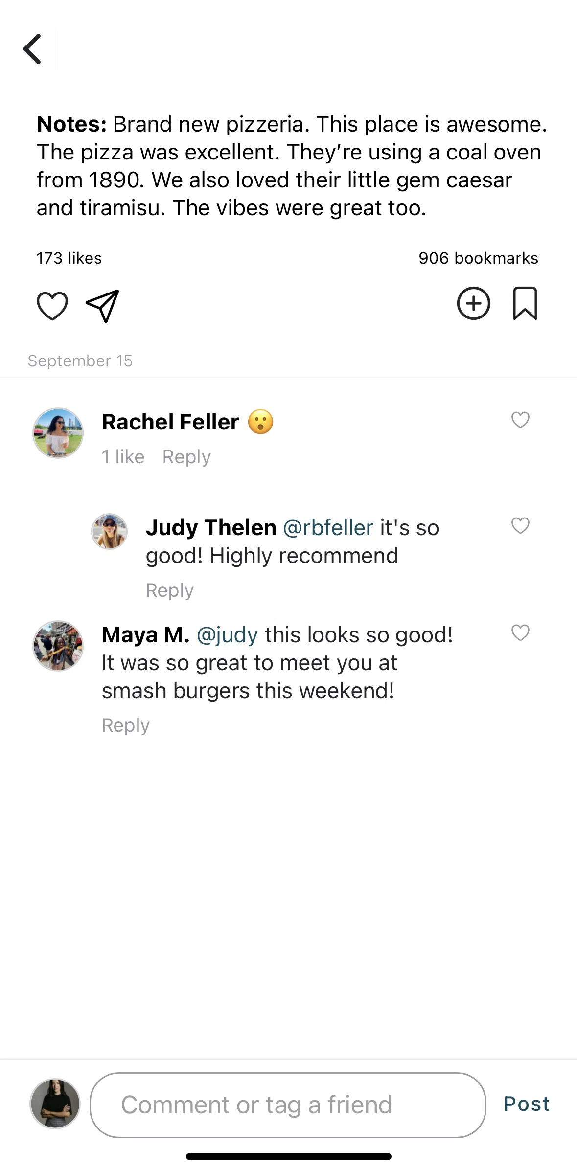 Beli Screen screen in the Reporting a comment flow