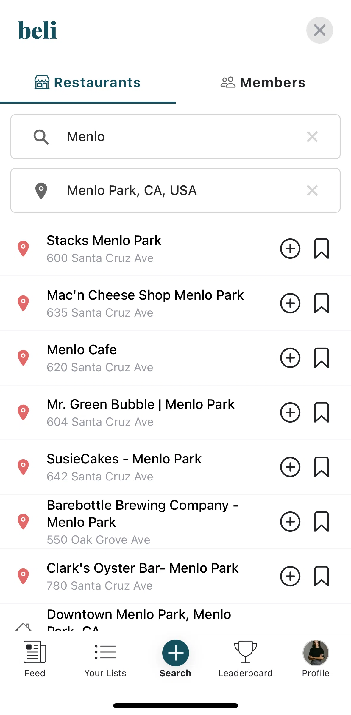 Beli Screen screen in the Restaurant detail flow