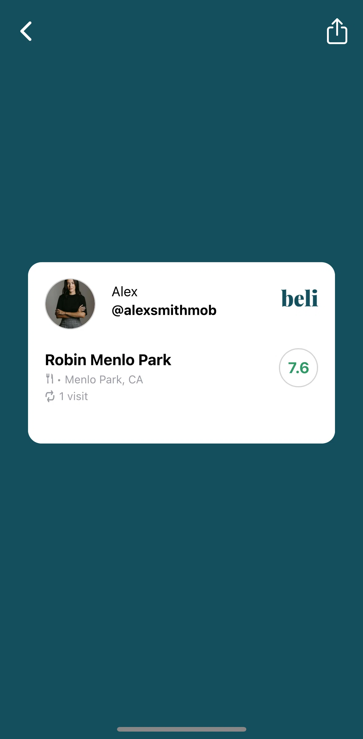 Beli Screen screen in the Saving a ranking page flow