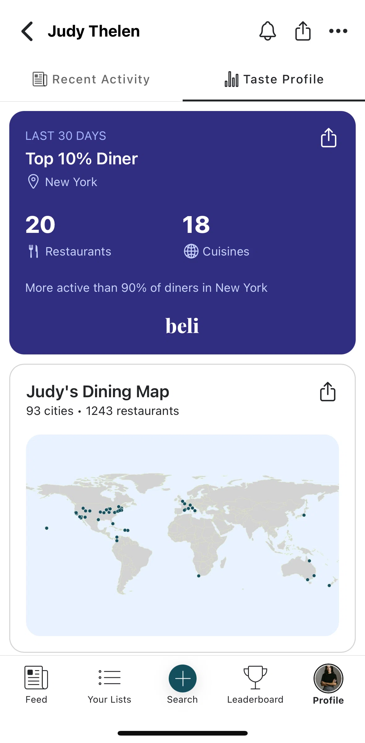 Beli Screen screen in the Taste profile flow