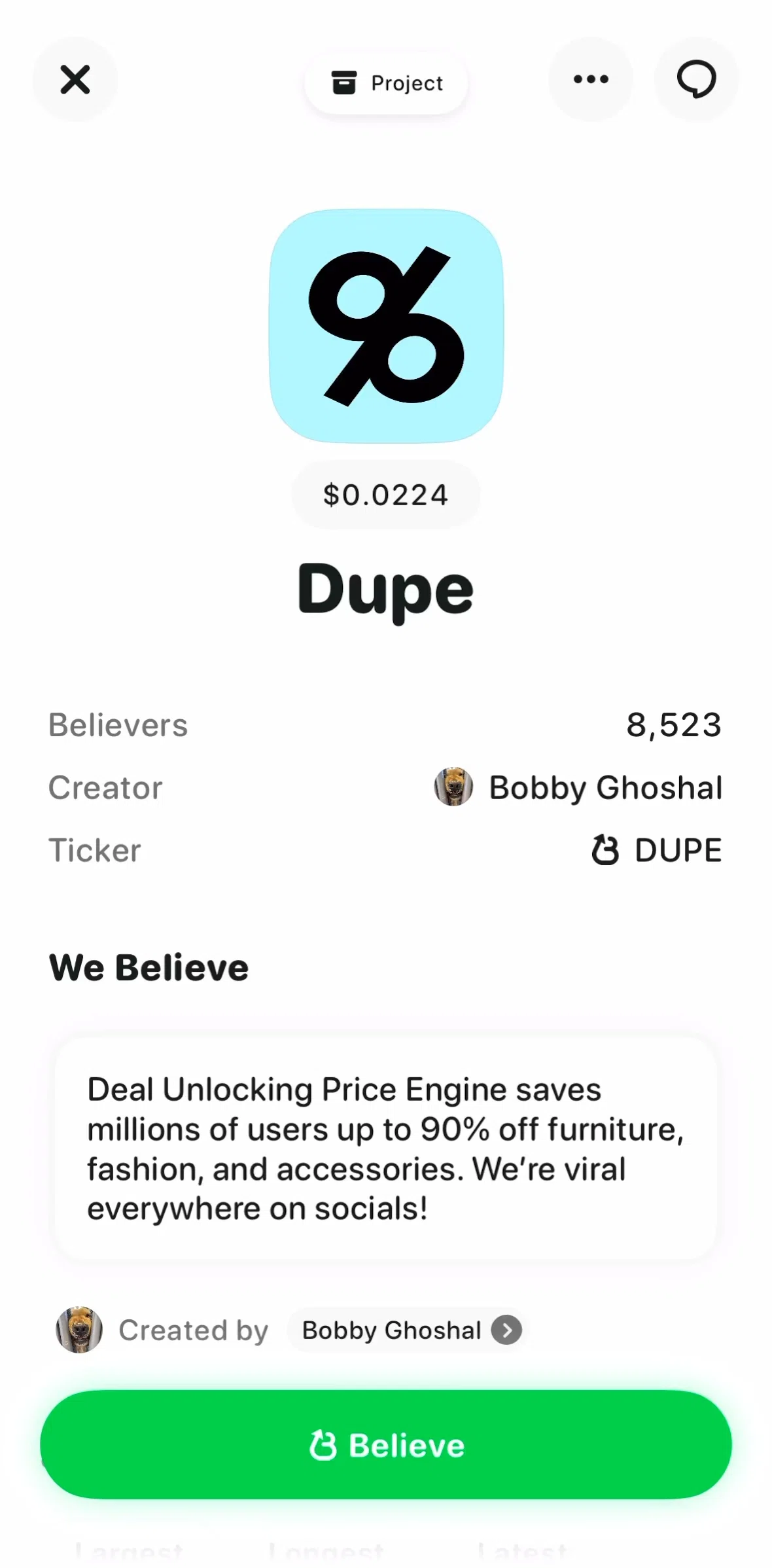 Believe Screen screen in the Add cash flow