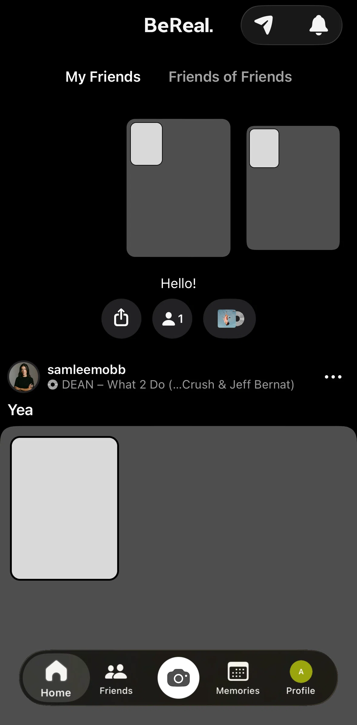 Bereal Screen screen in the Activity flow