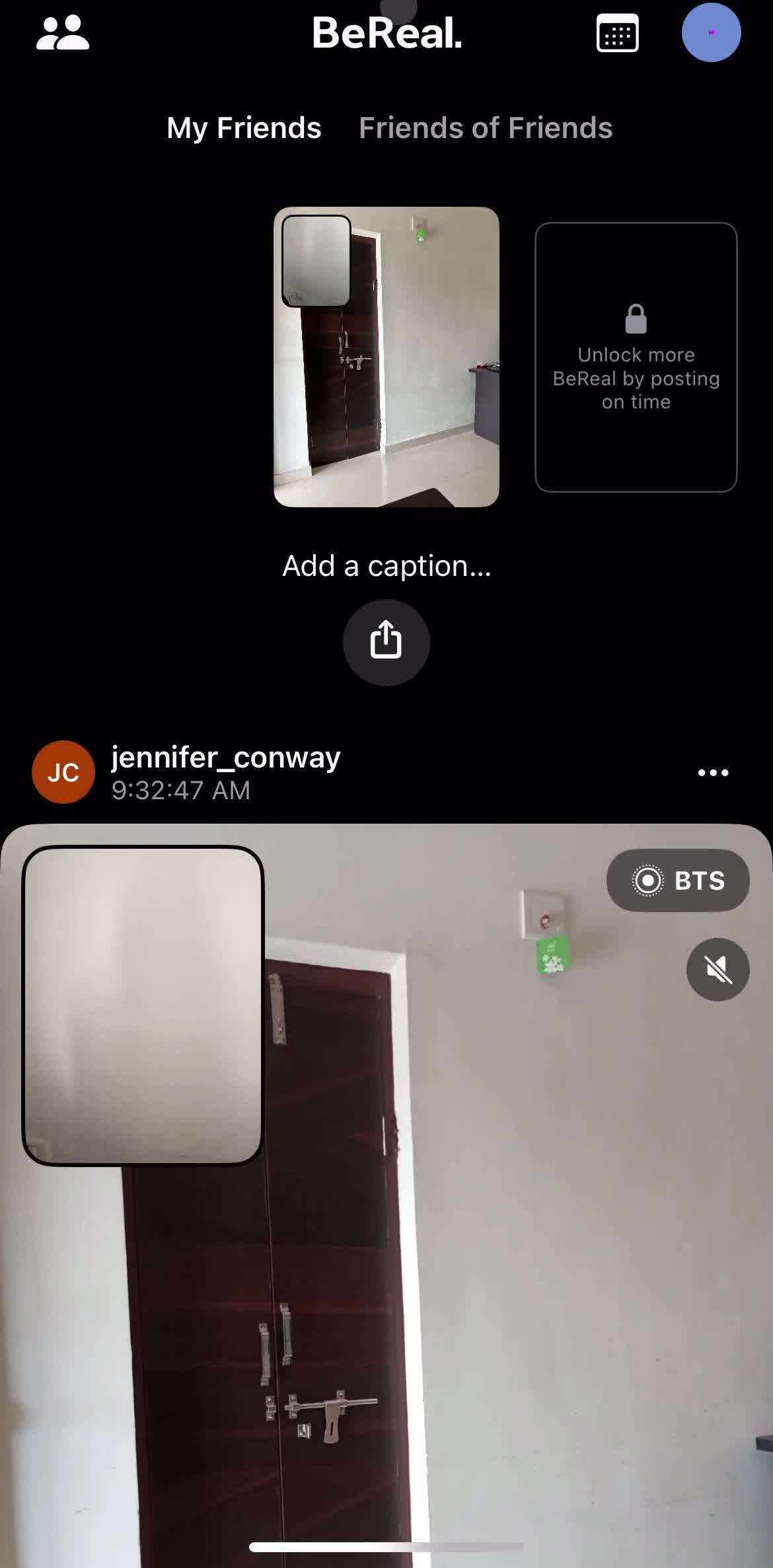 Bereal Home screen in the Adding A Friend flow