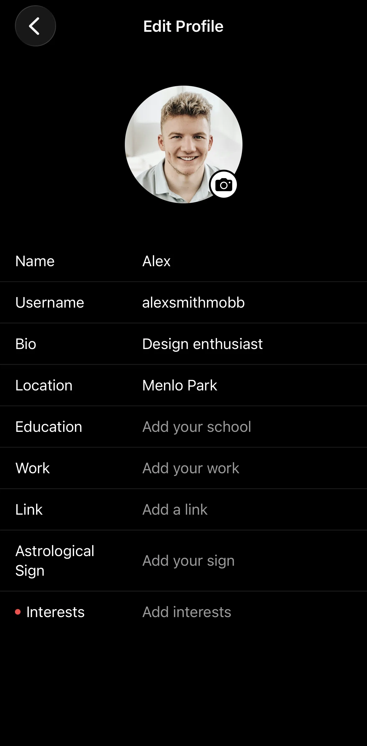 Bereal Screen screen in the Adding an astrological sign flow