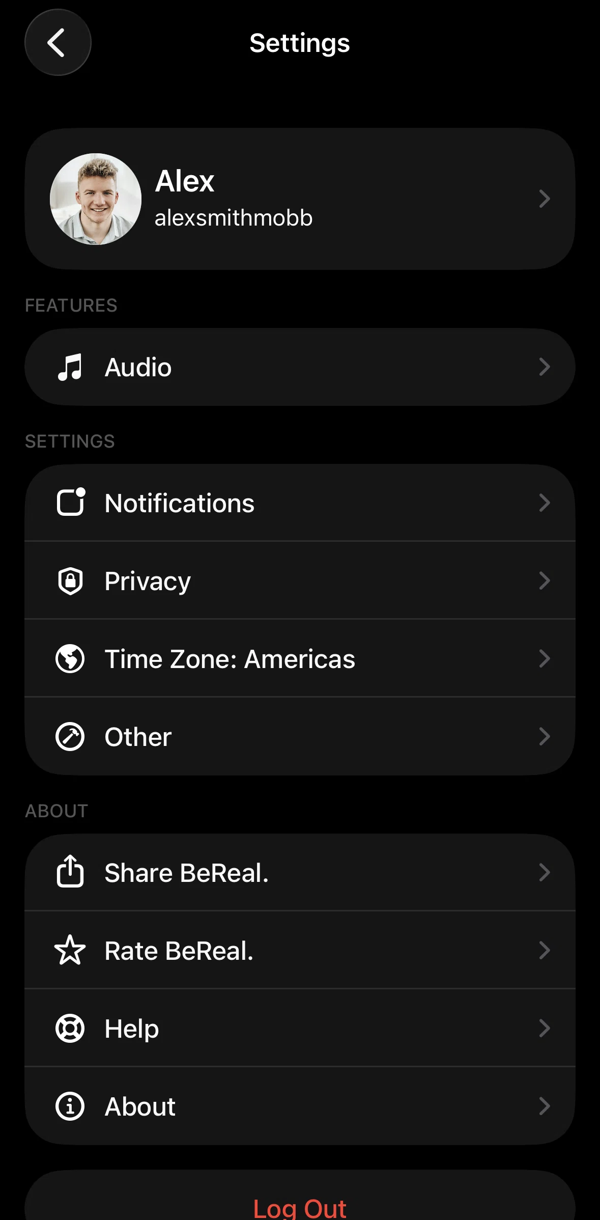 Bereal Screen screen in the Help flow