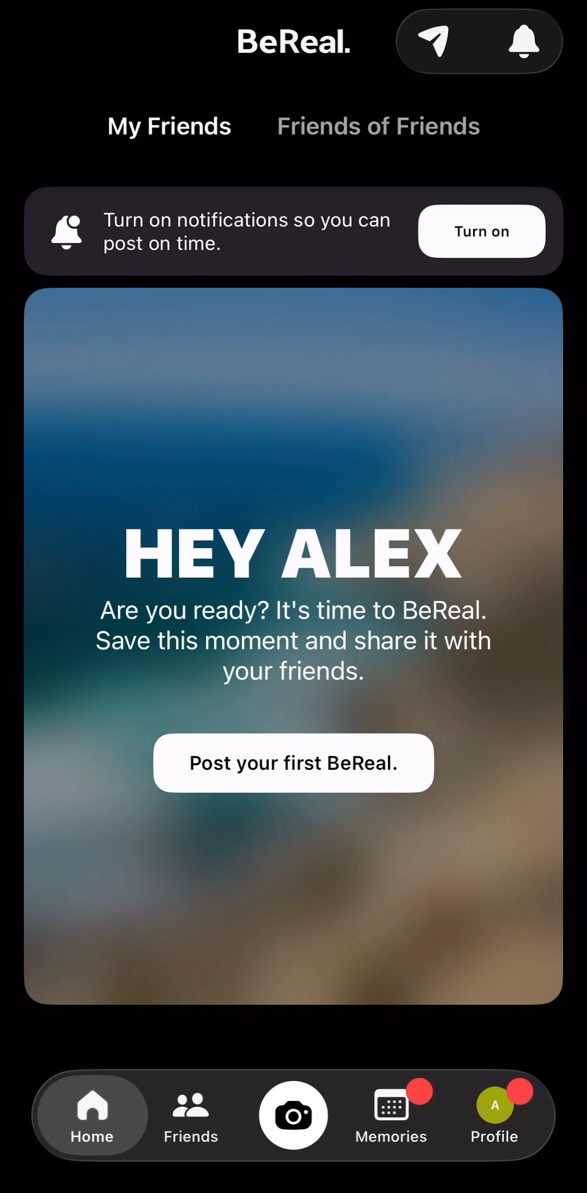 Bereal Screen screen in the Publishing a picture flow