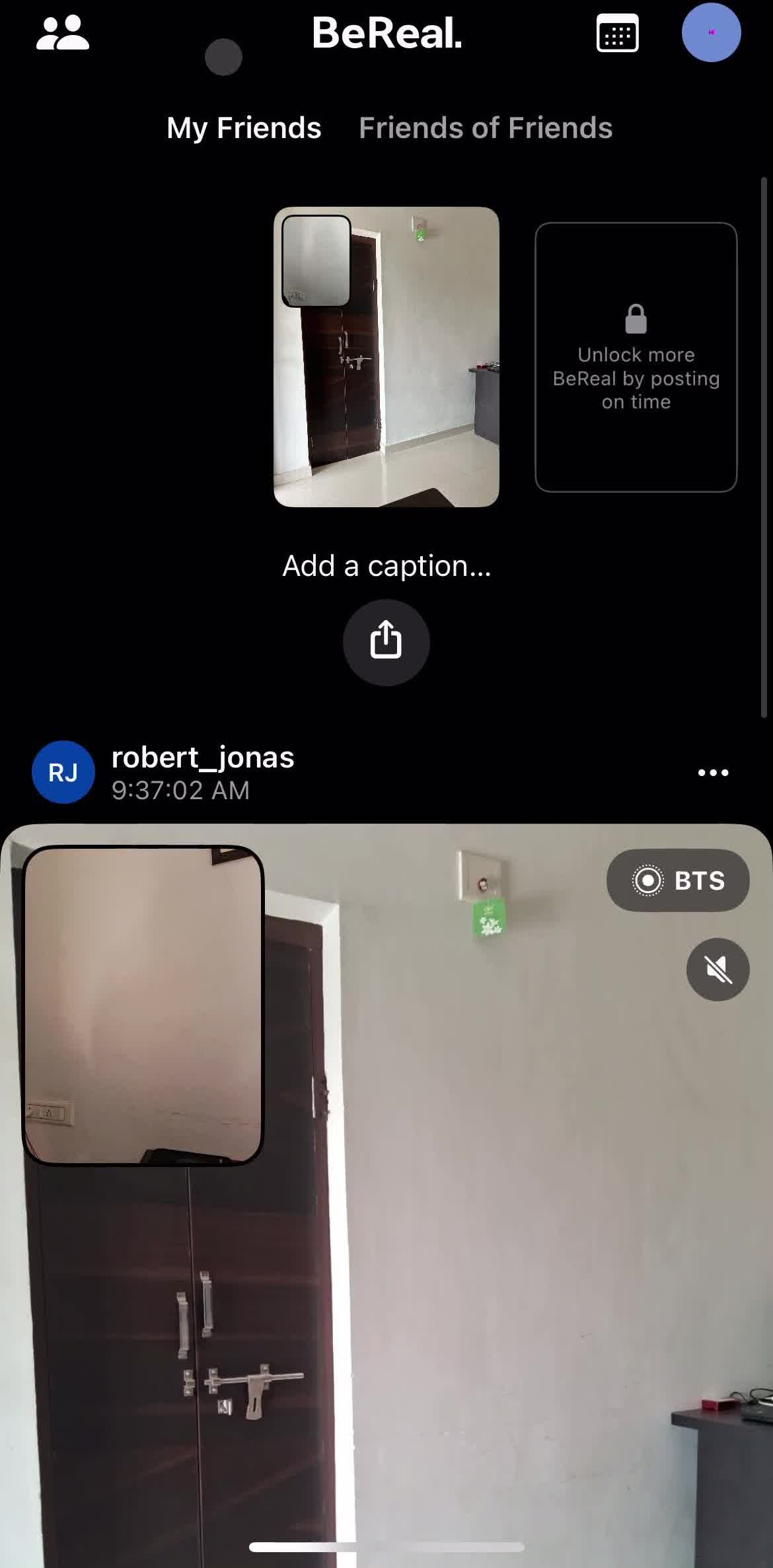 Bereal Home screen in the Reporting A Post flow